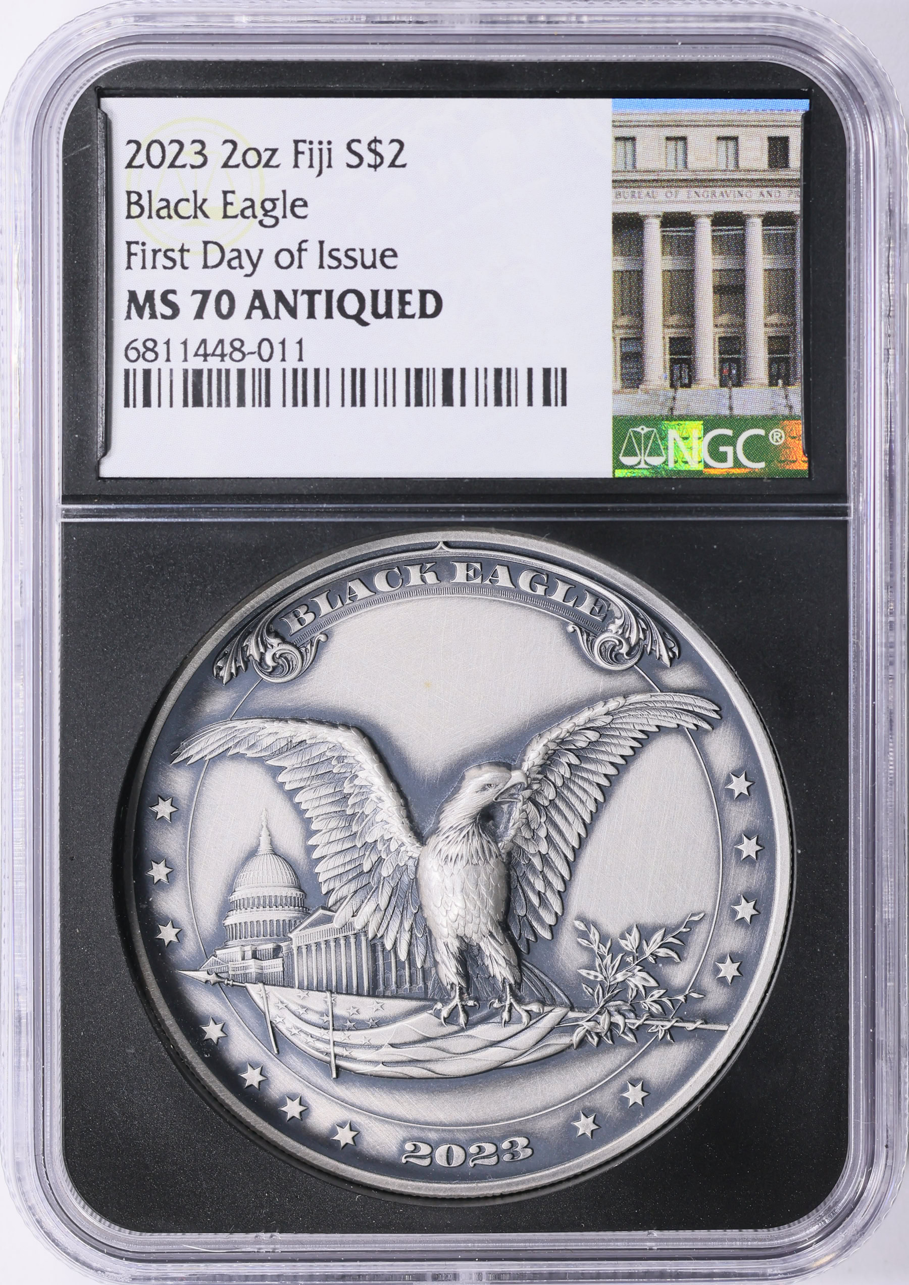 Fiji 2023 Silver $2 Black Eagle Antique Finish First Day of Issue