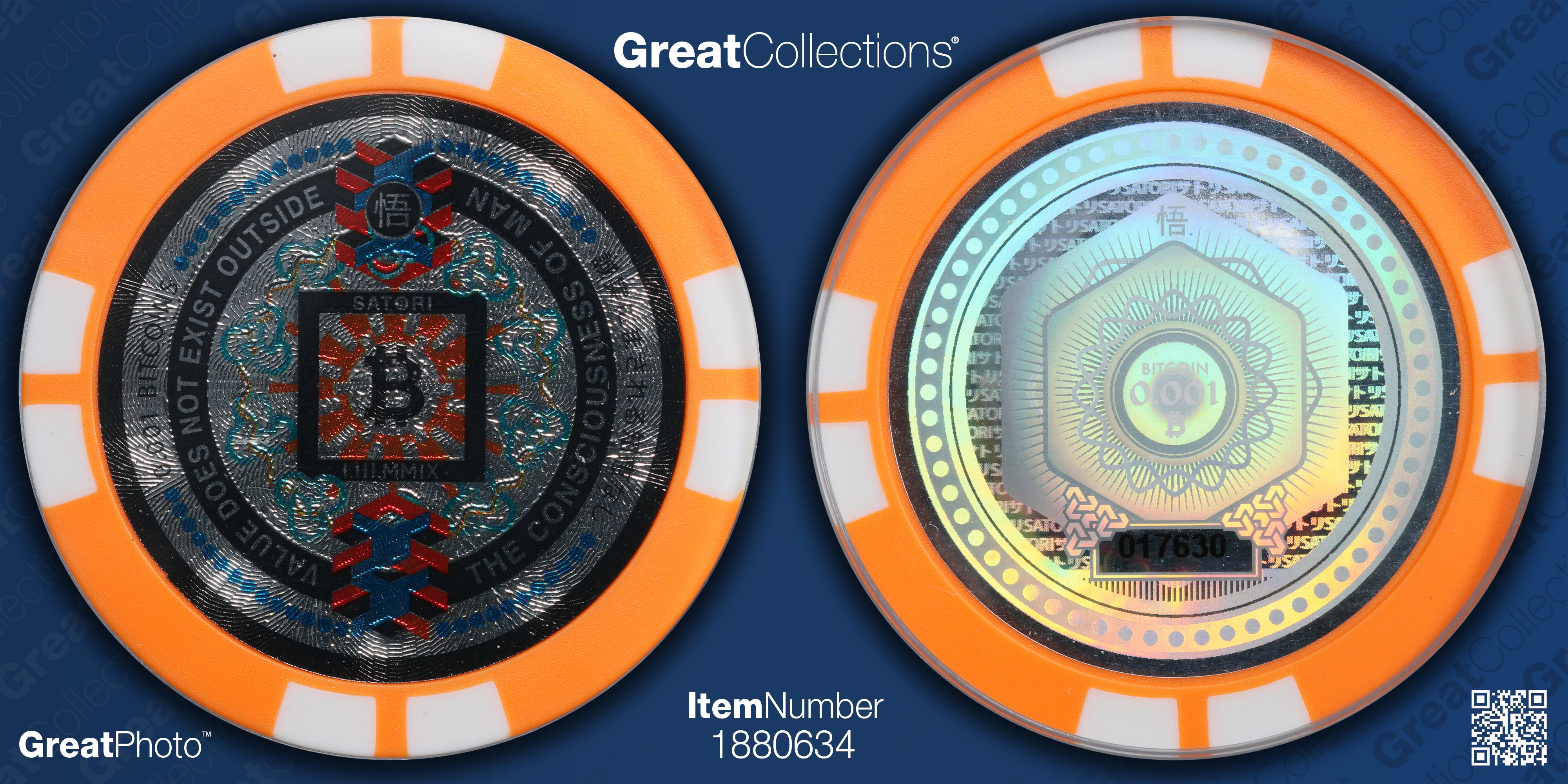 No Date) 0.001 BTC Satori Orange Chip Pre-Fork Token PCGS MS-70 (Item  1880634) | GreatCollections Coin Auctions