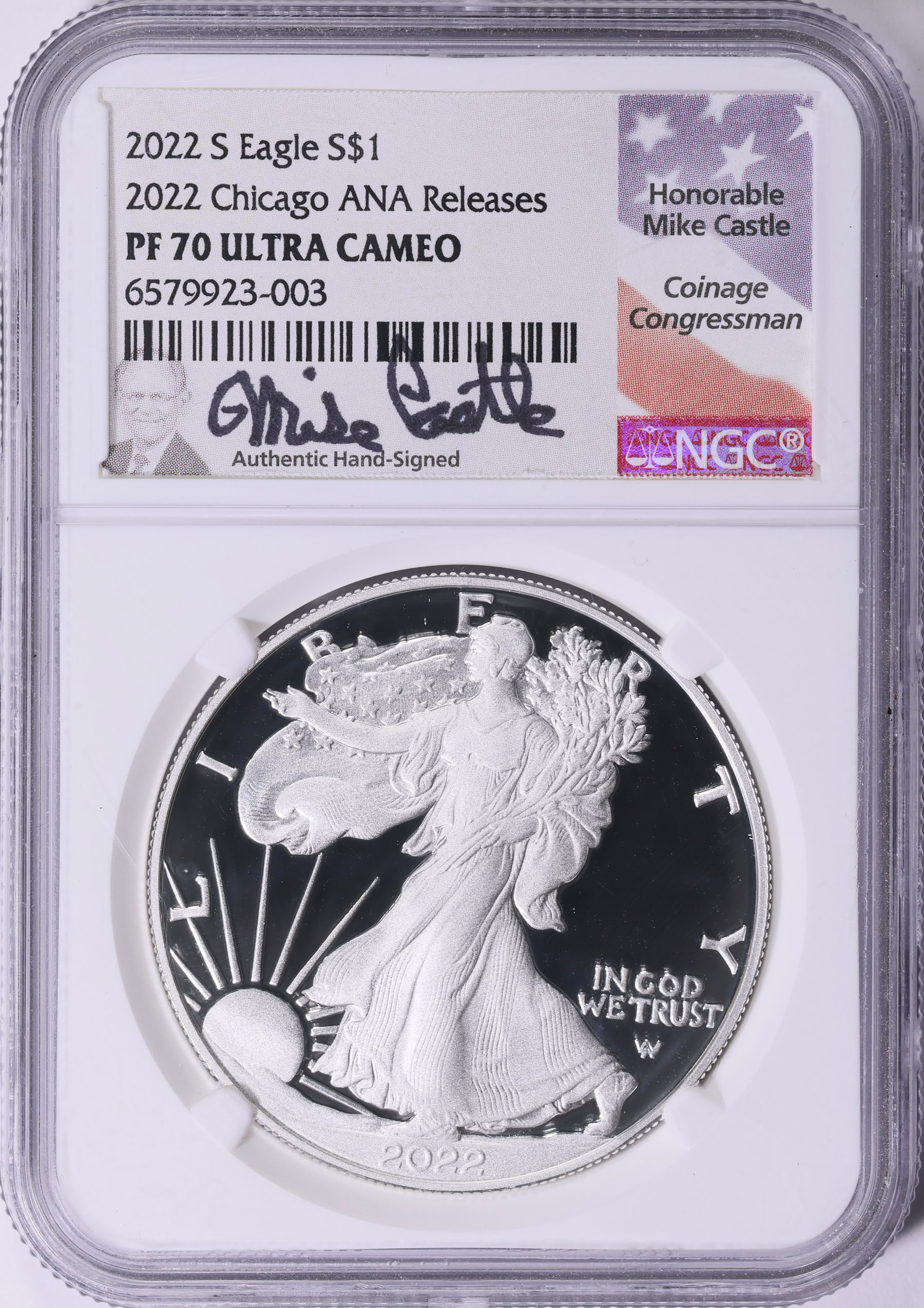 2022-S $1 Silver Eagle Chicago ANA Releases NGC Proof-70 UC (Mike