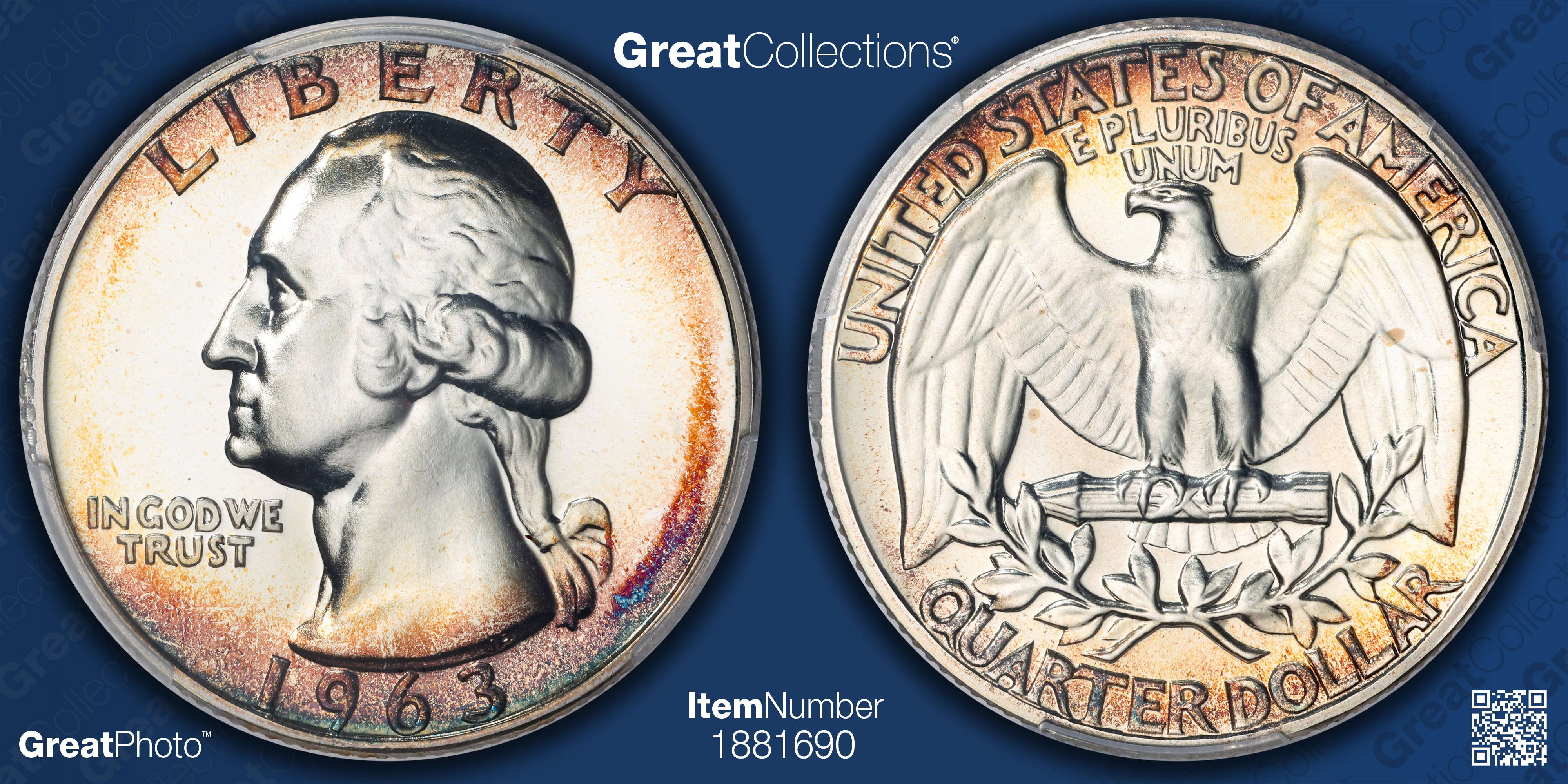 1963 Washington Quarter PCGS Proof-66 (Toned) (Item 1881690 ...