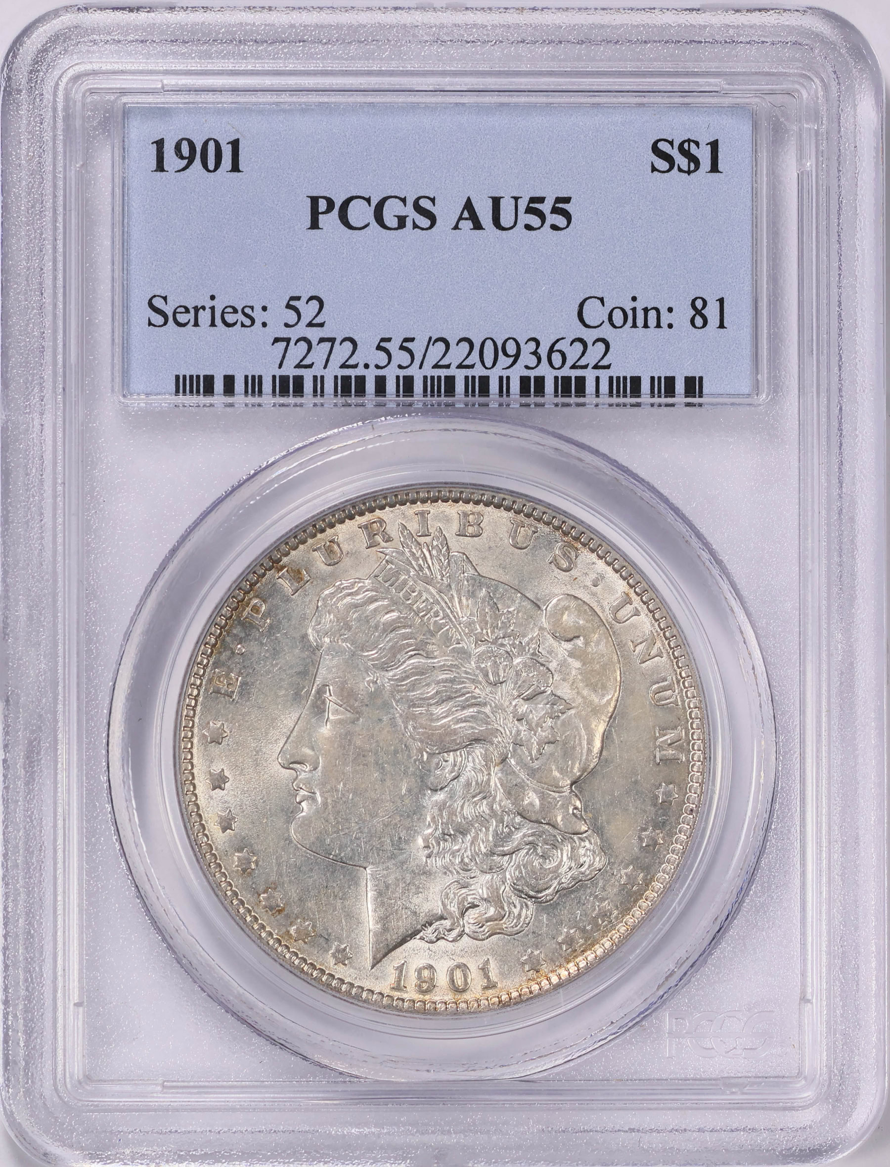 1901 Morgan Silver Dollar PCGS AU-55 (Item 1882014) | GreatCollections ...