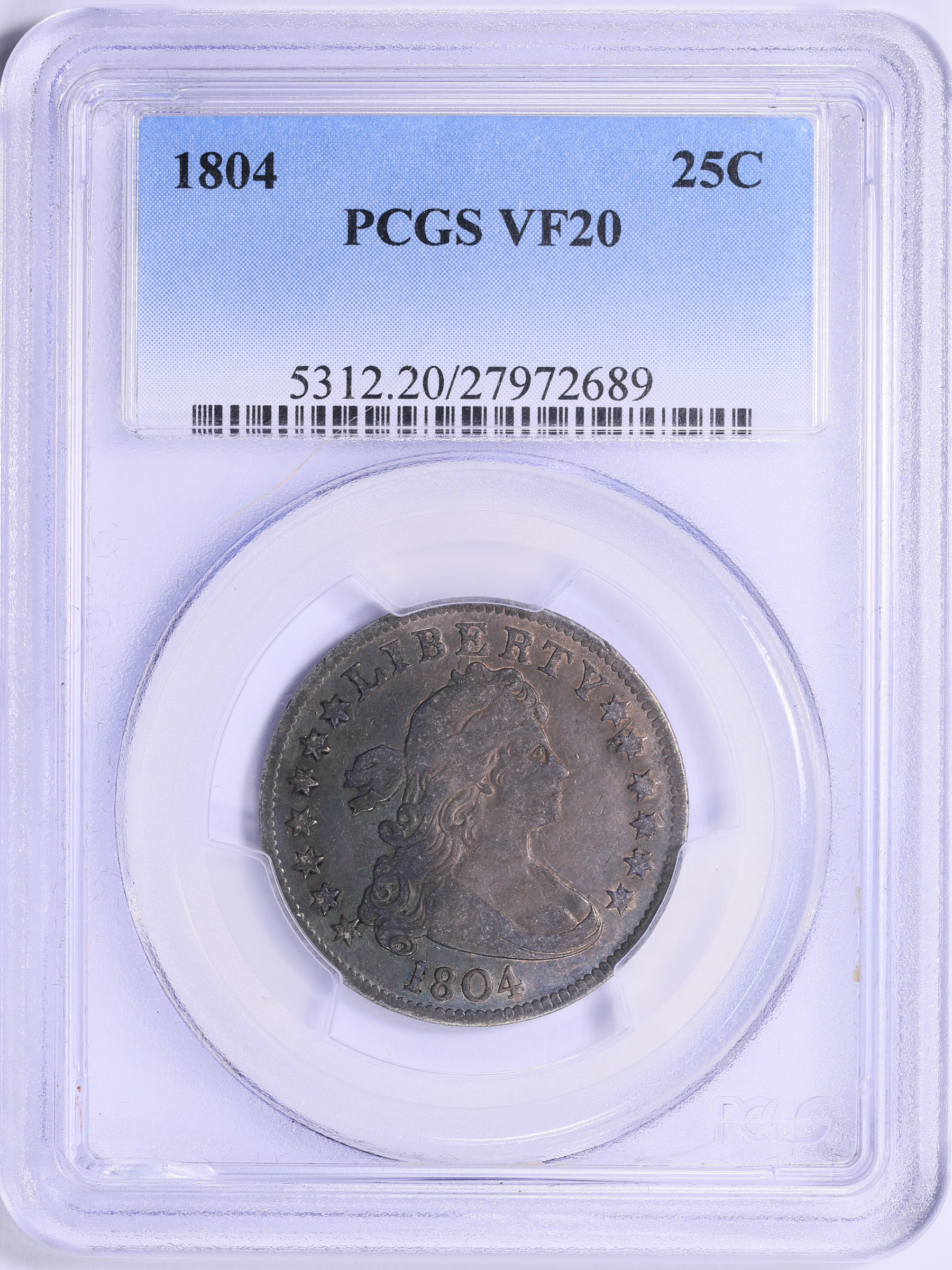 CQ3、CQ 4+、CQＣ+ 1804 Draped Bust Quarter PCGS VF-20 (Item 1882925