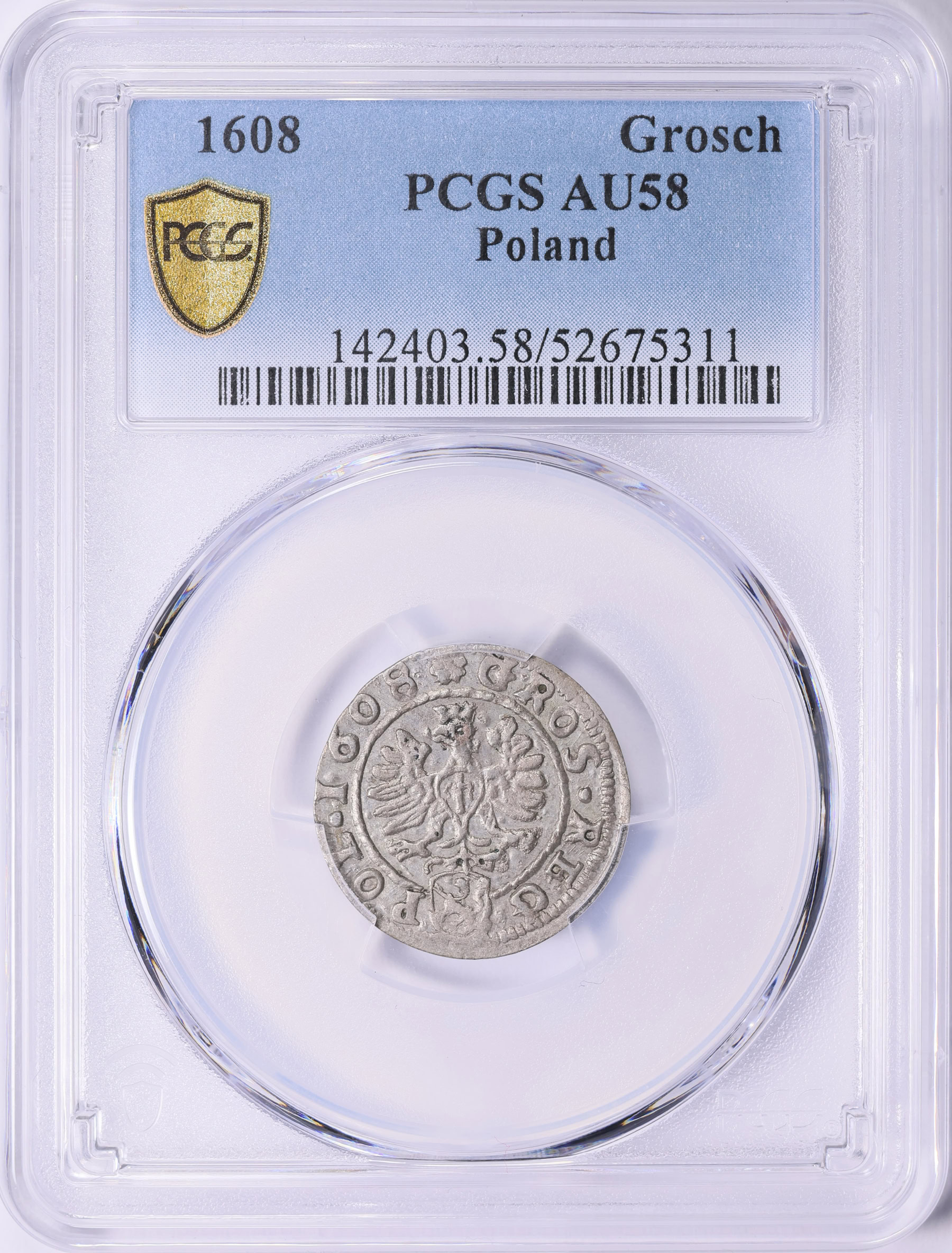 Poland 1608 Silver Groschen KM-11 PCGS AU-58 (Item 1883546) |  GreatCollections Coin Auctions