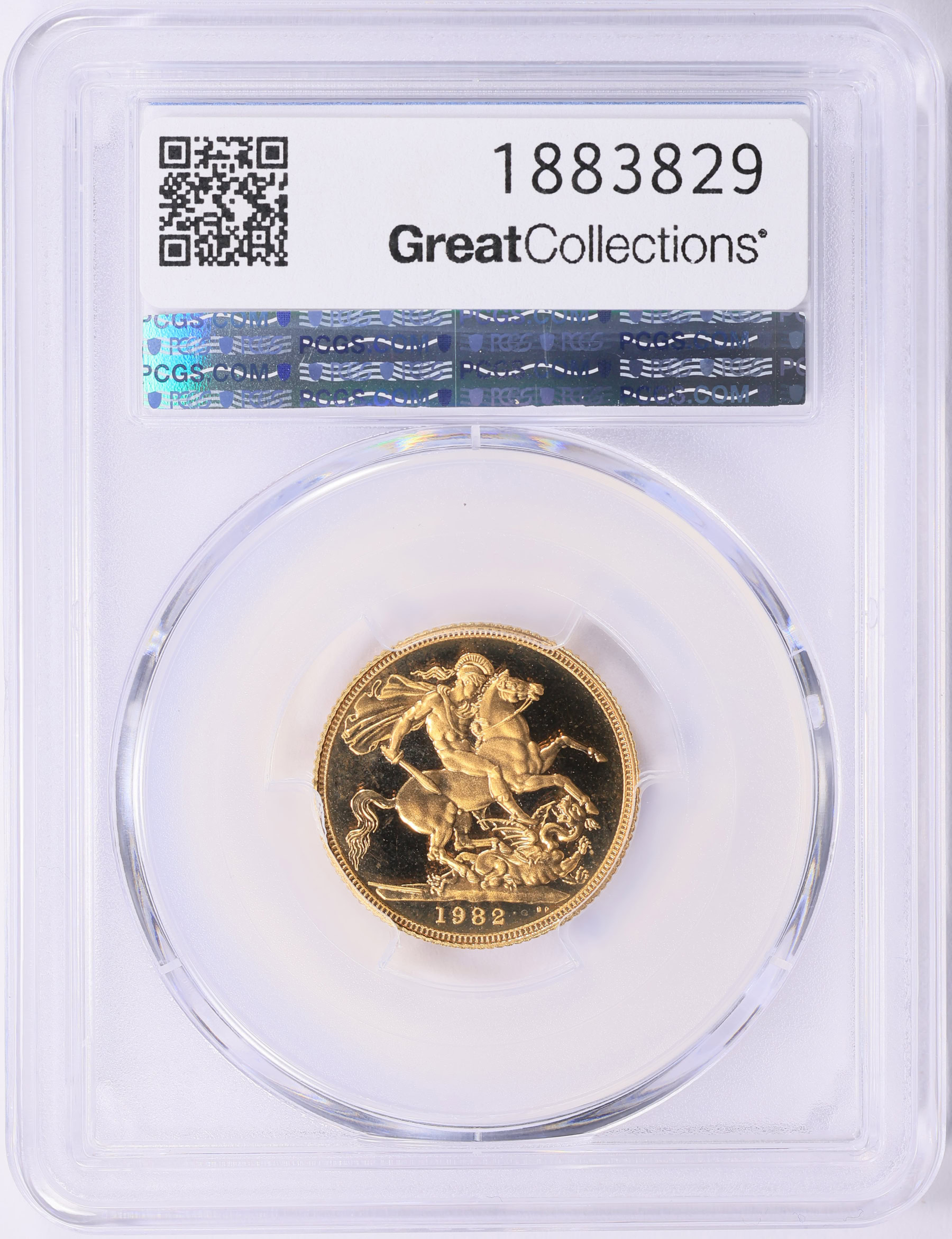 Great Britain 1982 Gold Sovereign St. George KM-919 PCGS Proof-69