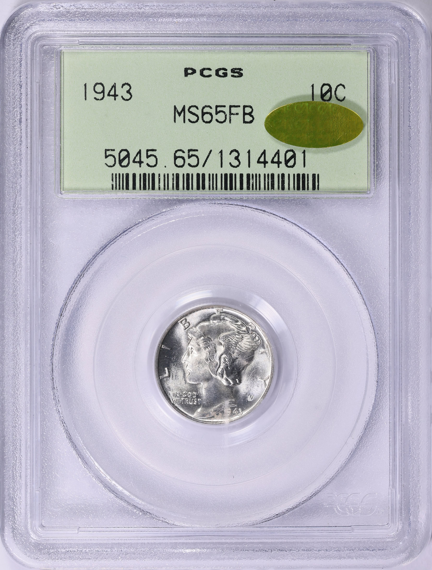 1943 Mercury Dime Pcgs Ms 65 Fb Cac Gold Ogh Item 1883898 