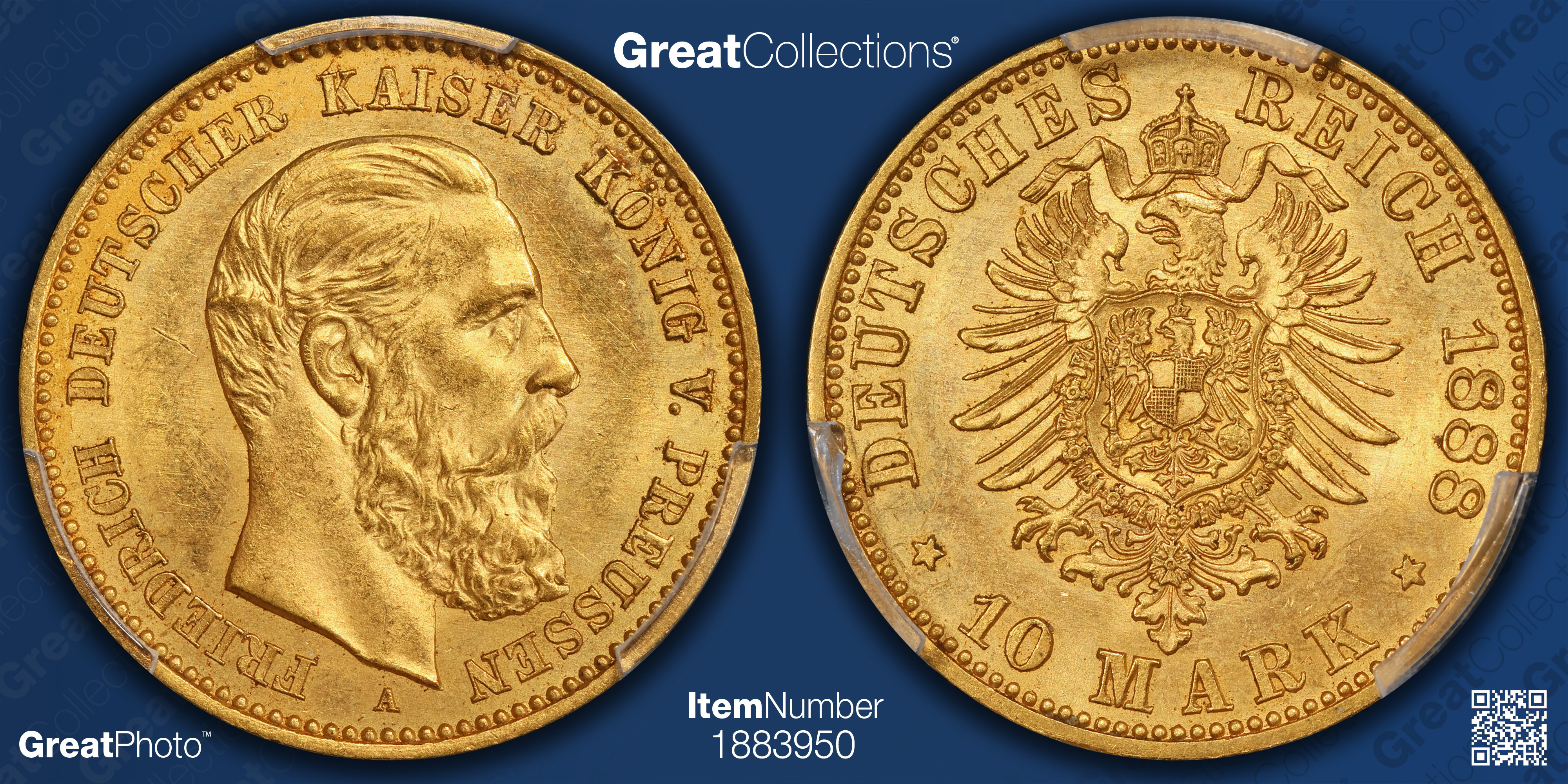 Germany - Prussia 1888-A Gold 10 Marks Friedrich III KM-514 PCGS