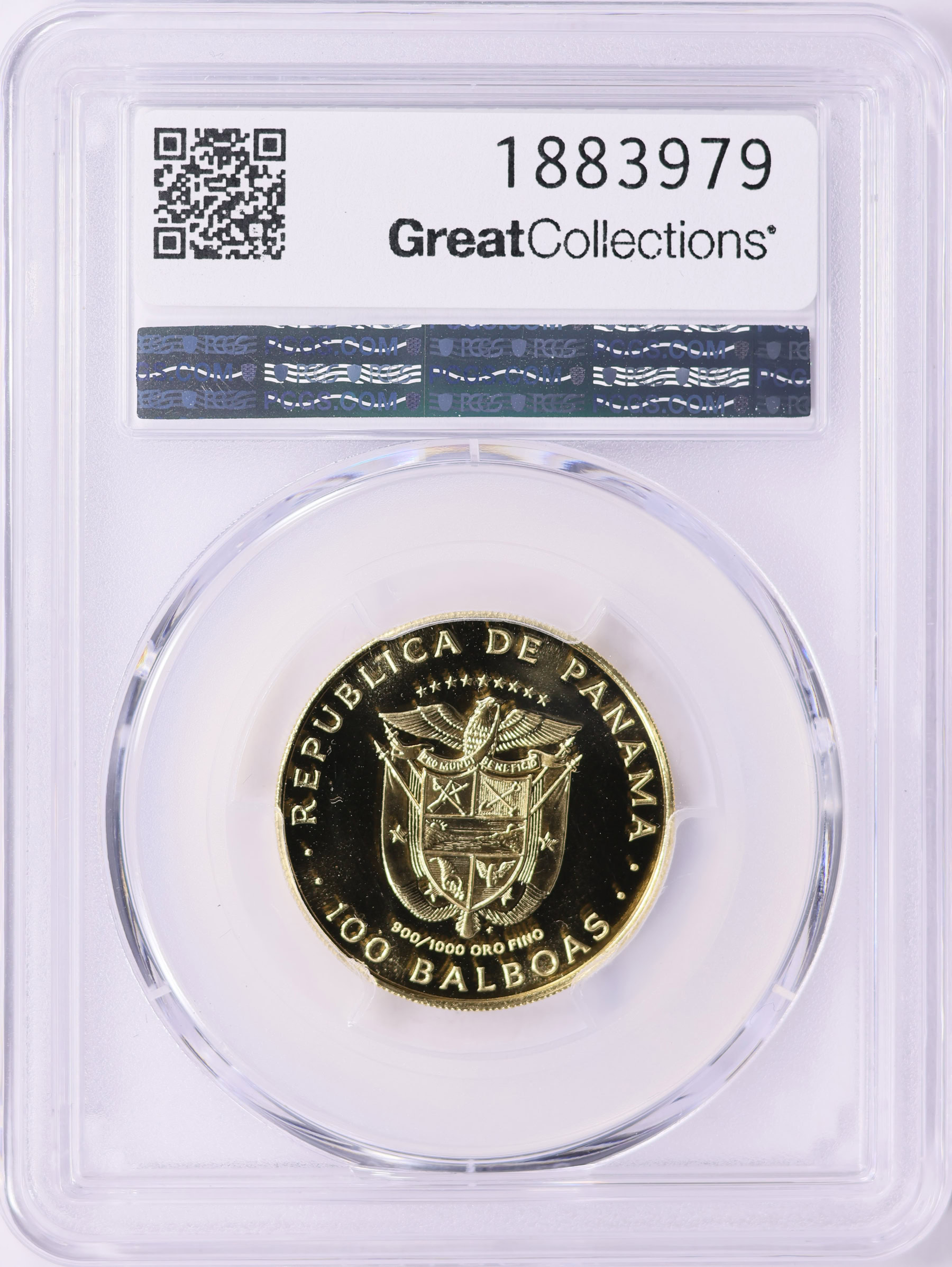 Panama 1975-FM Gold 100 Balboas 500th Anniversary of Vasco Nunez