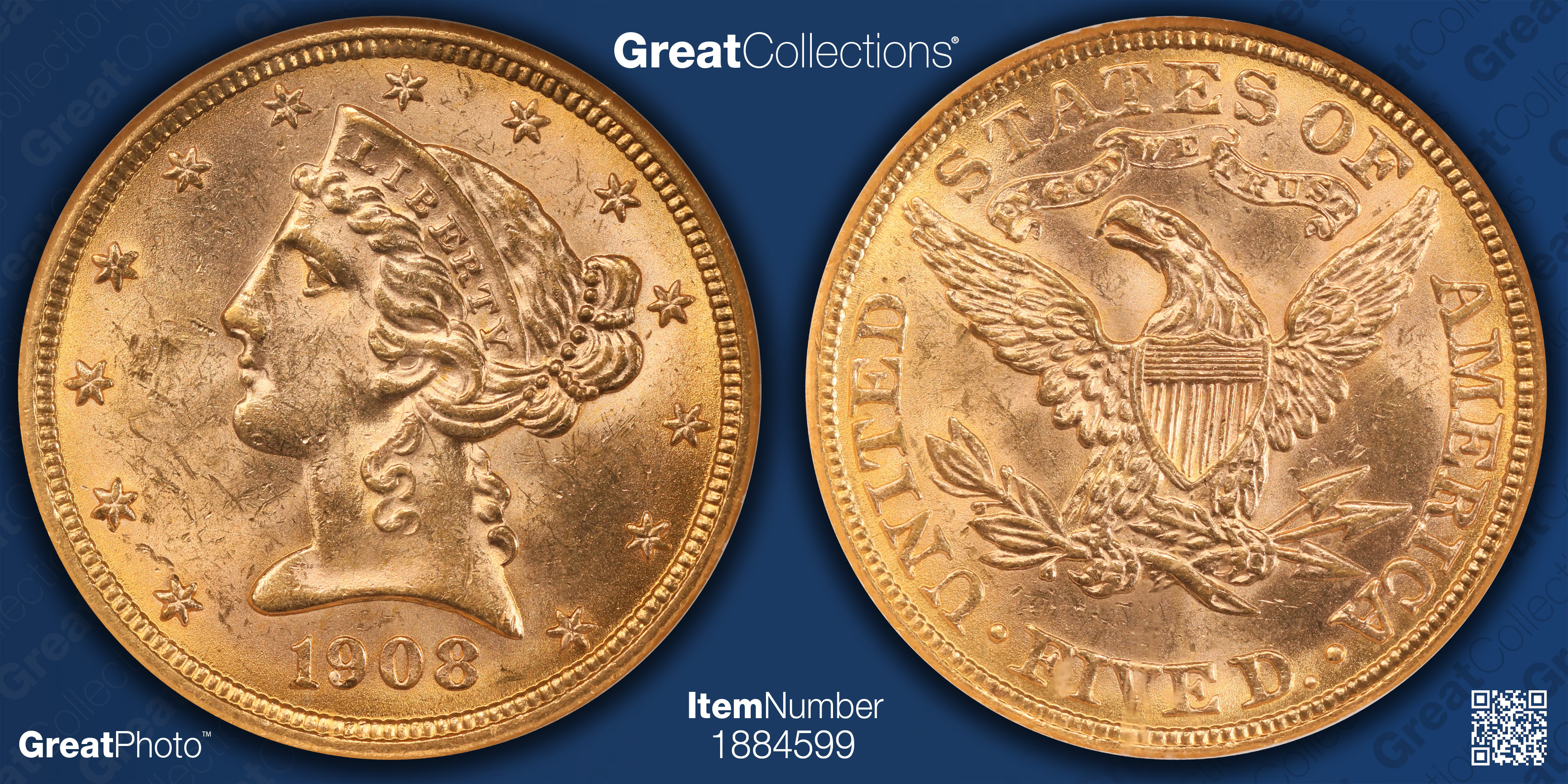 1908 Liberty Gold Half Eagle NGC MS-63 (Item 1884599