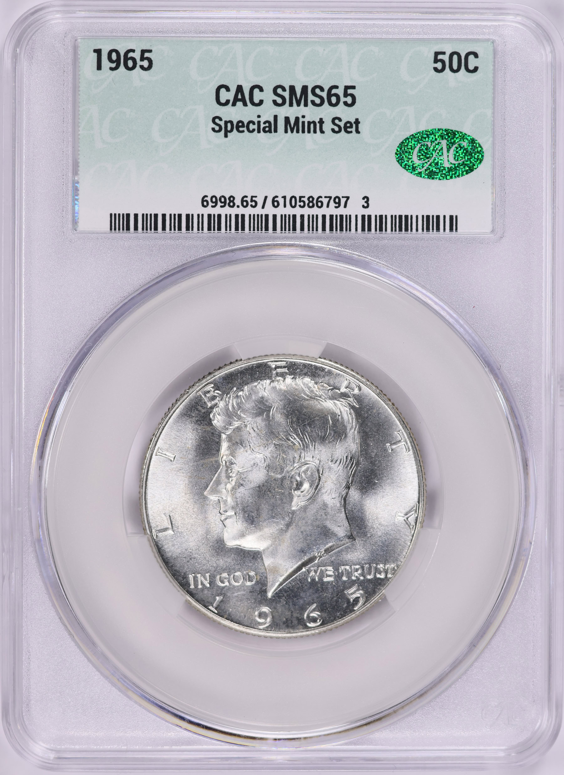 1965 Kennedy Half Dollar SMS CACG SP-65 (Item 1884715 ...