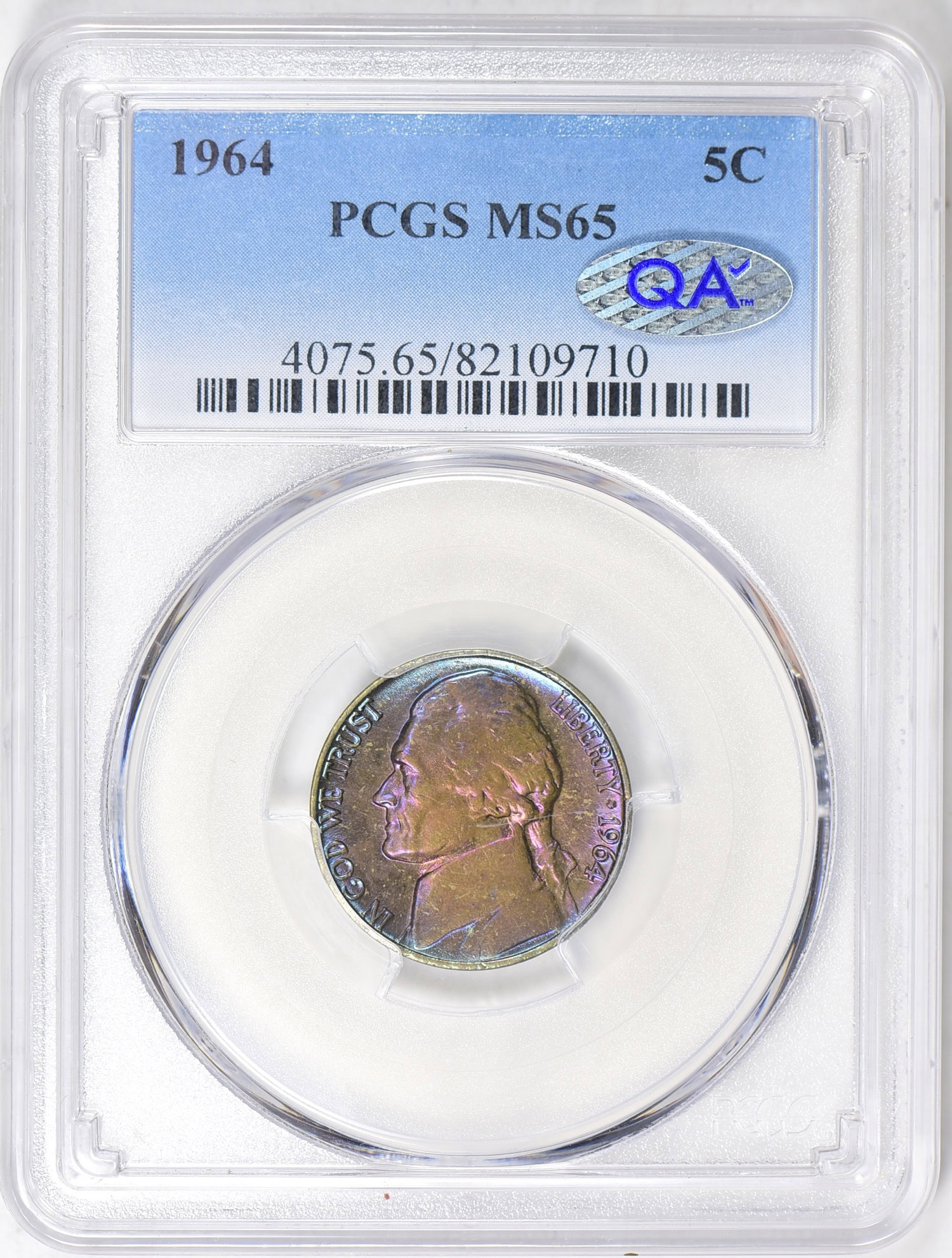 1964 Jefferson Nickel PCGS MS-65 (QA) (Toned) (Item 1885222