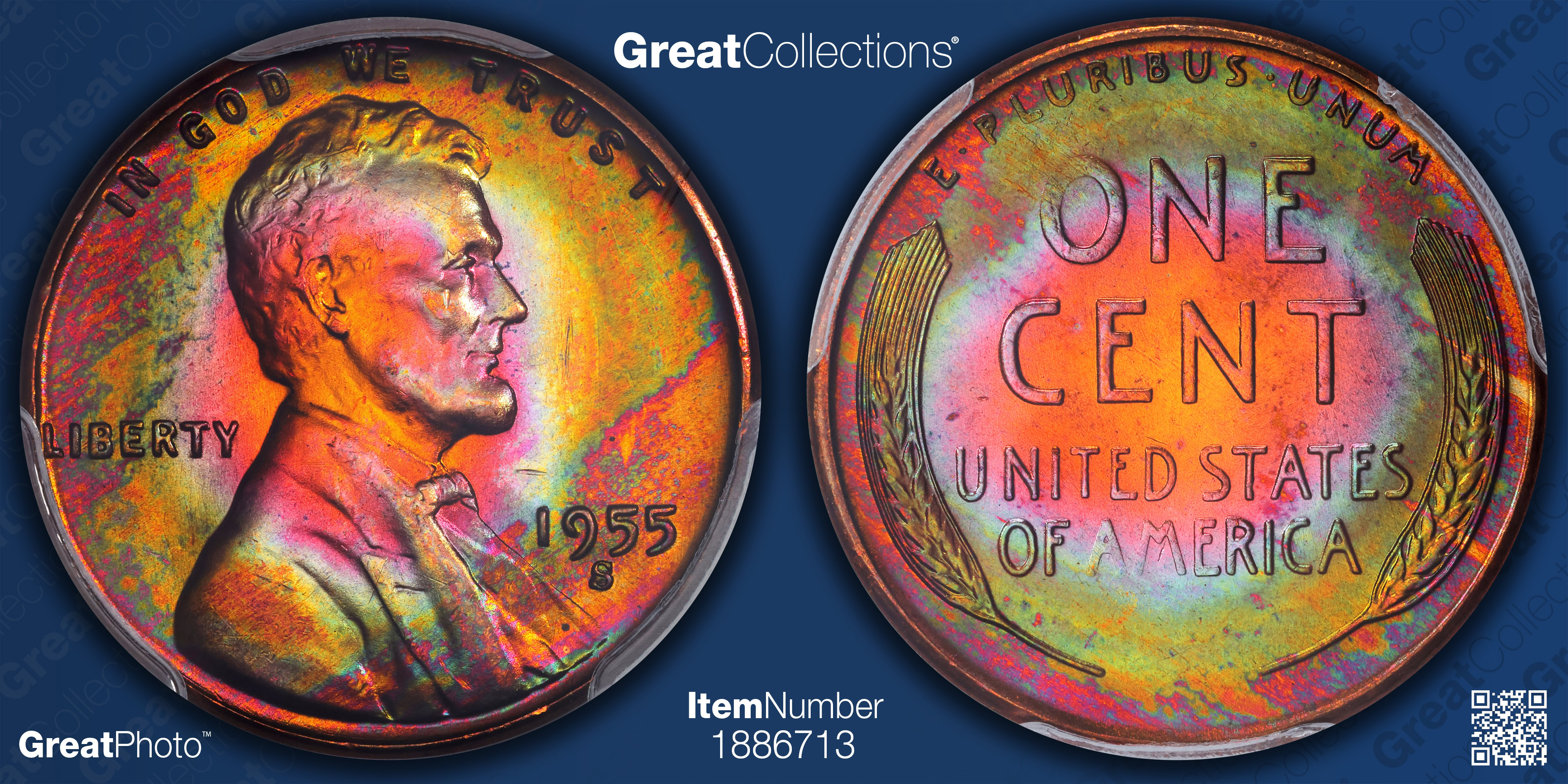 1955-S Lincoln Cent PCGS MS-64 RB (Toned) (Item 1886713