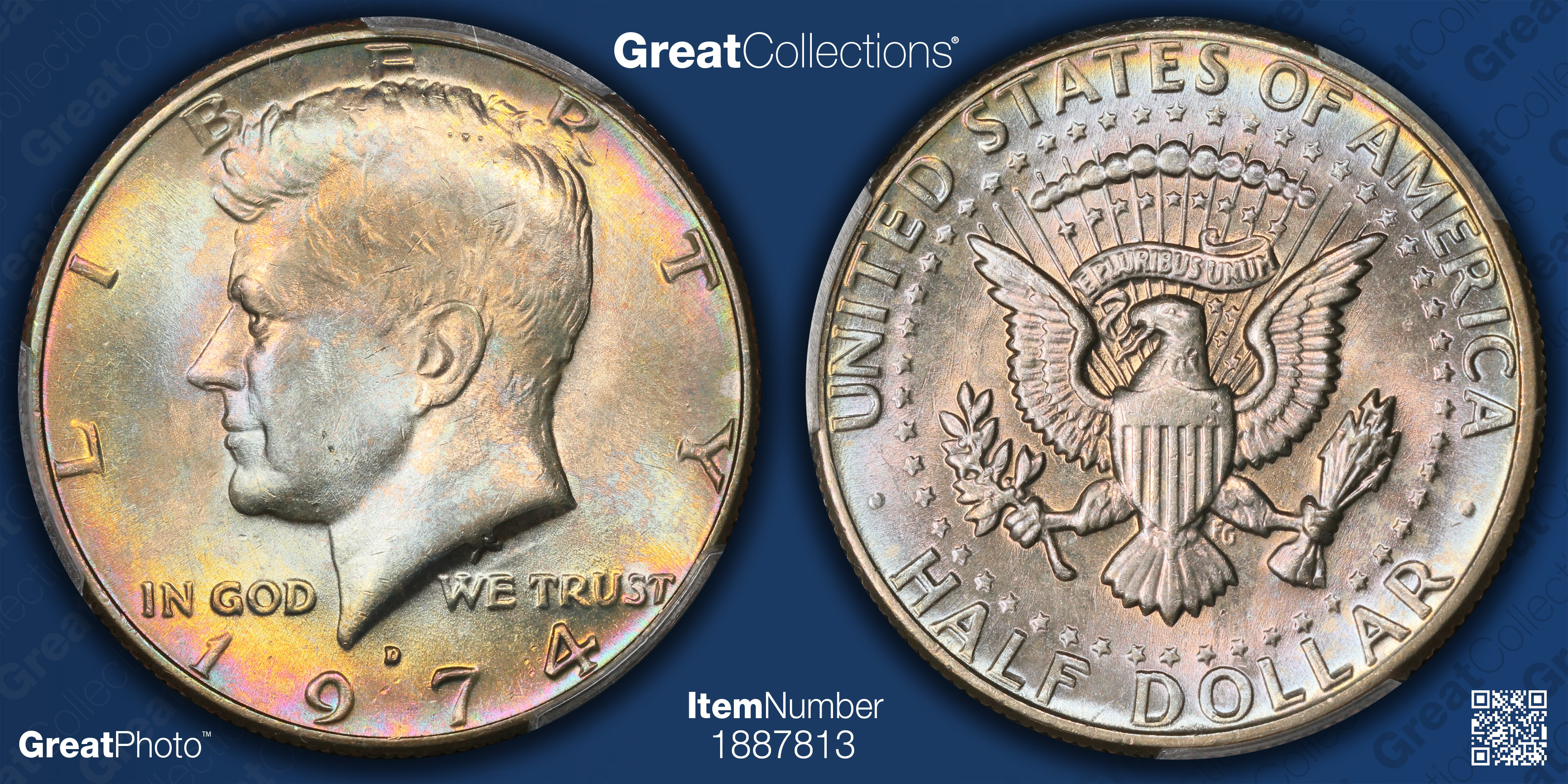 1974-D Kennedy Half Dollar PCGS MS-65 (Toned) (Item 1887813