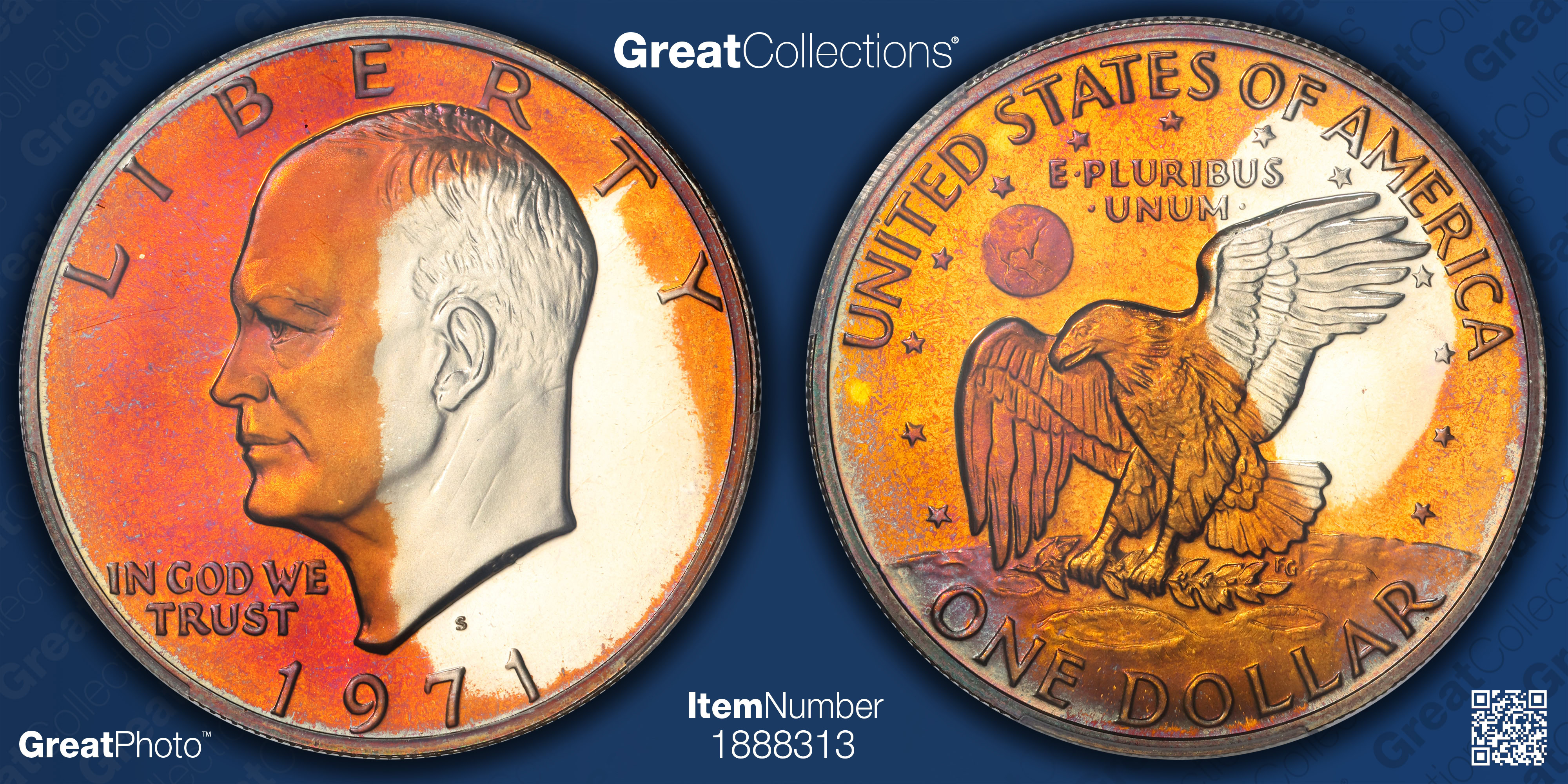1971-S Eisenhower Dollar Silver Double Die Obverse PCGS Proof-68