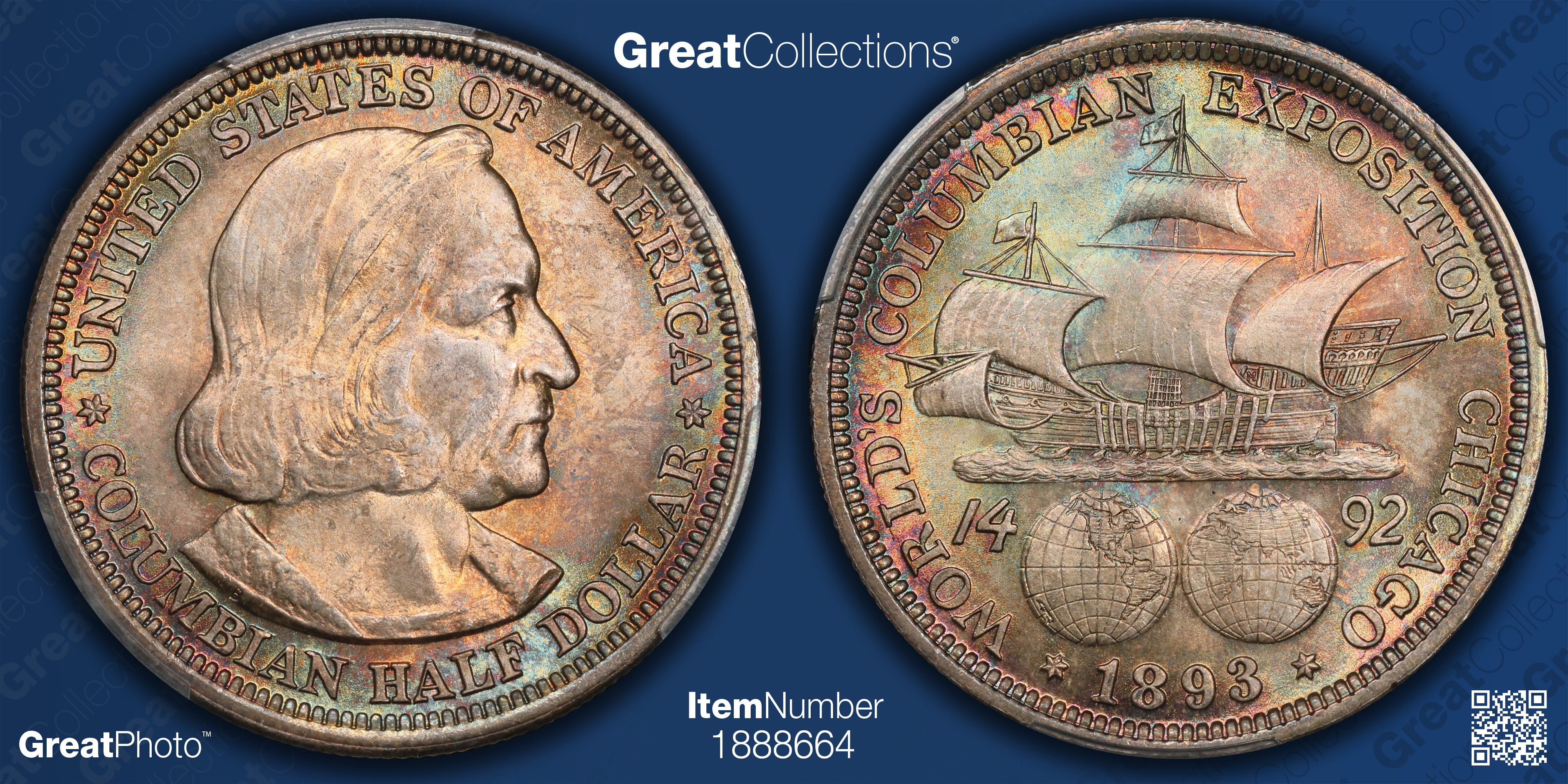 1893 World Columbian Exposition Half Dollar PCGS MS-66+ (CAC Green