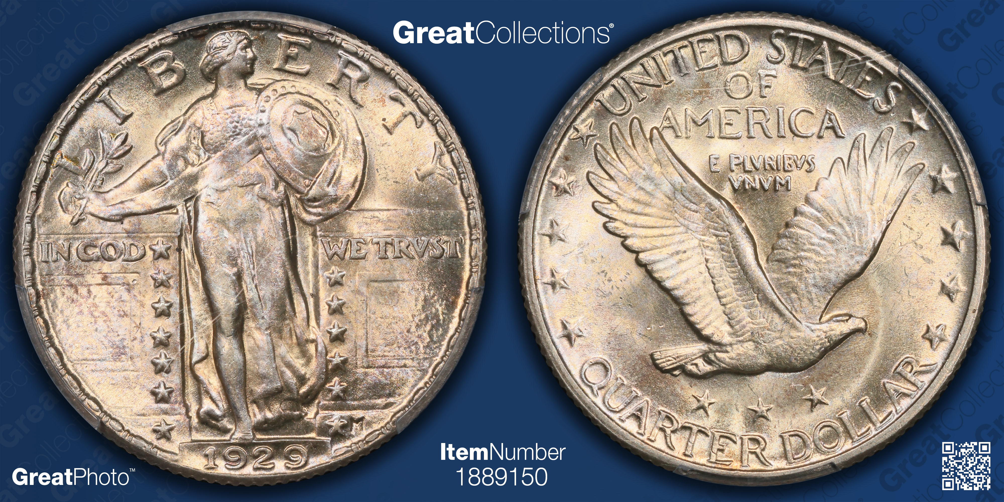 1929 Standing Liberty Quarter PCGS MS-65 FH (Holographic Bee Frame