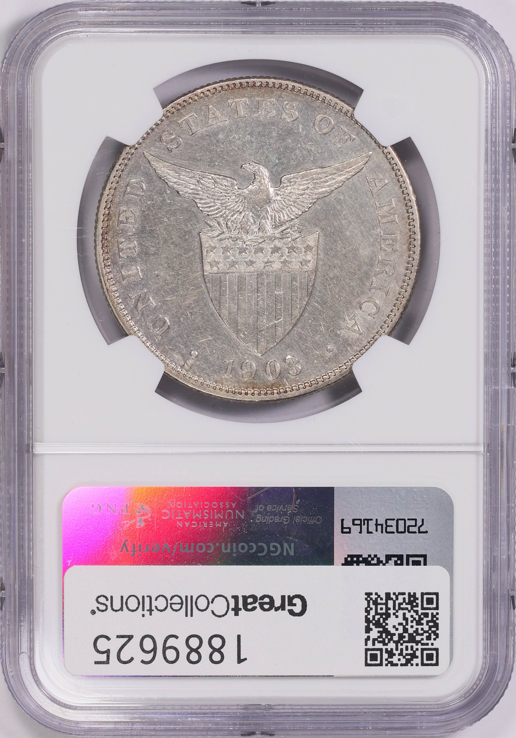 1903年 アメリカ合衆国 フィリピンペソ NGC AU DETAILS 【公式通販】