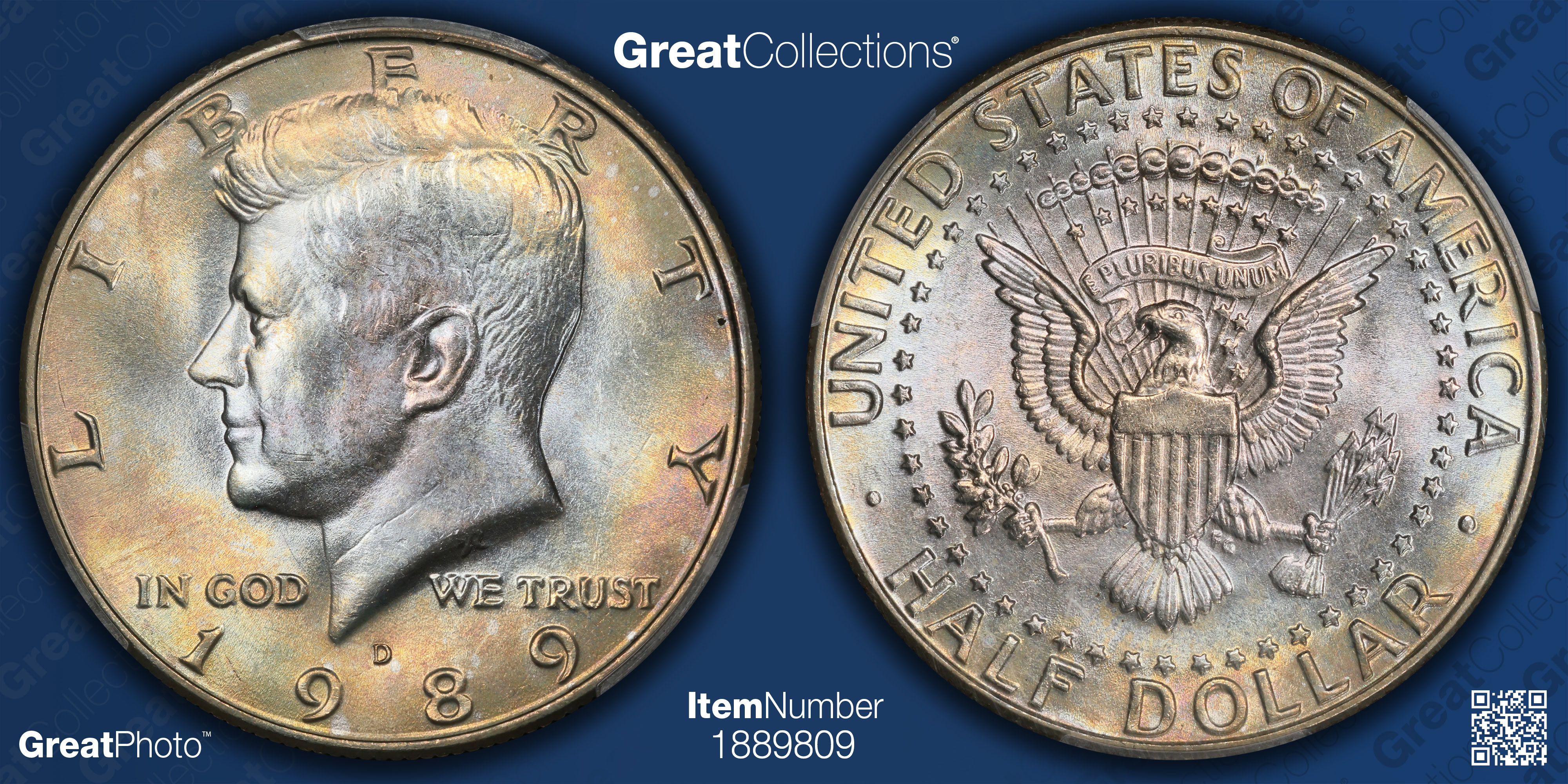 1989-D Kennedy Half Dollar PCGS MS-66 (Toned) (Item 1889809