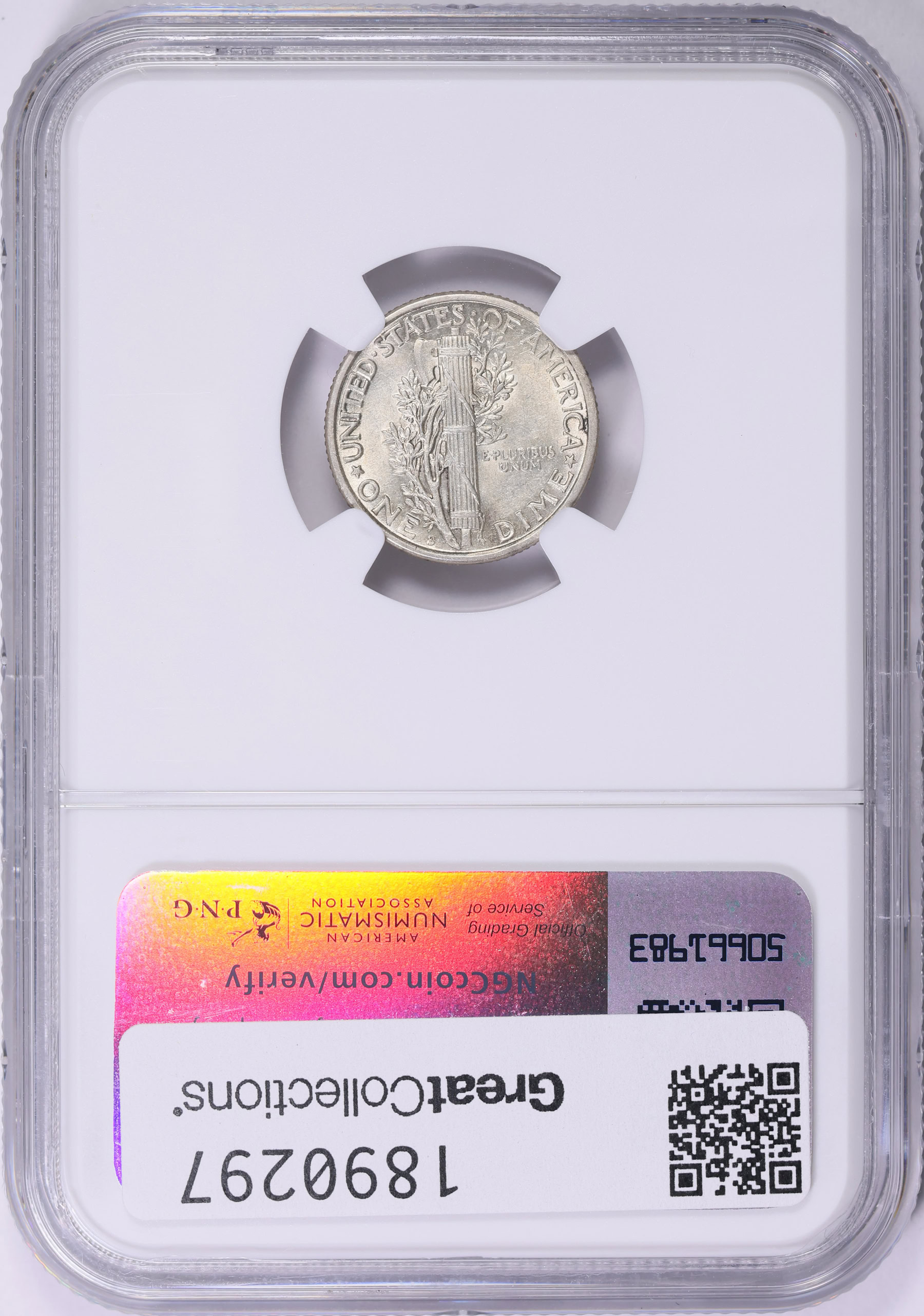 1917-S Mercury Dime NGC AU-58 (Item 1890297) | GreatCollections Coin ...