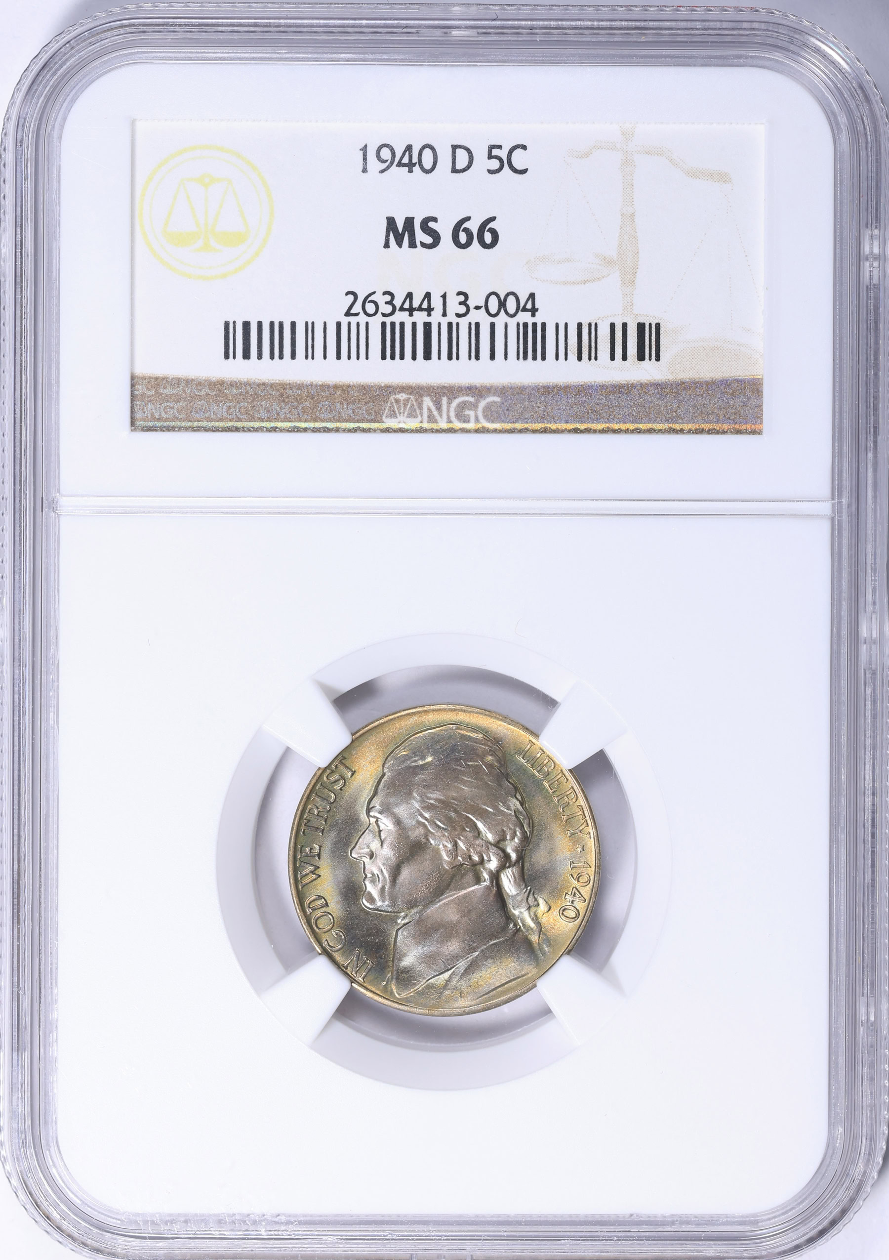 1940-D Jefferson Nickel NGC MS-66 (Toned) (Item 1890447