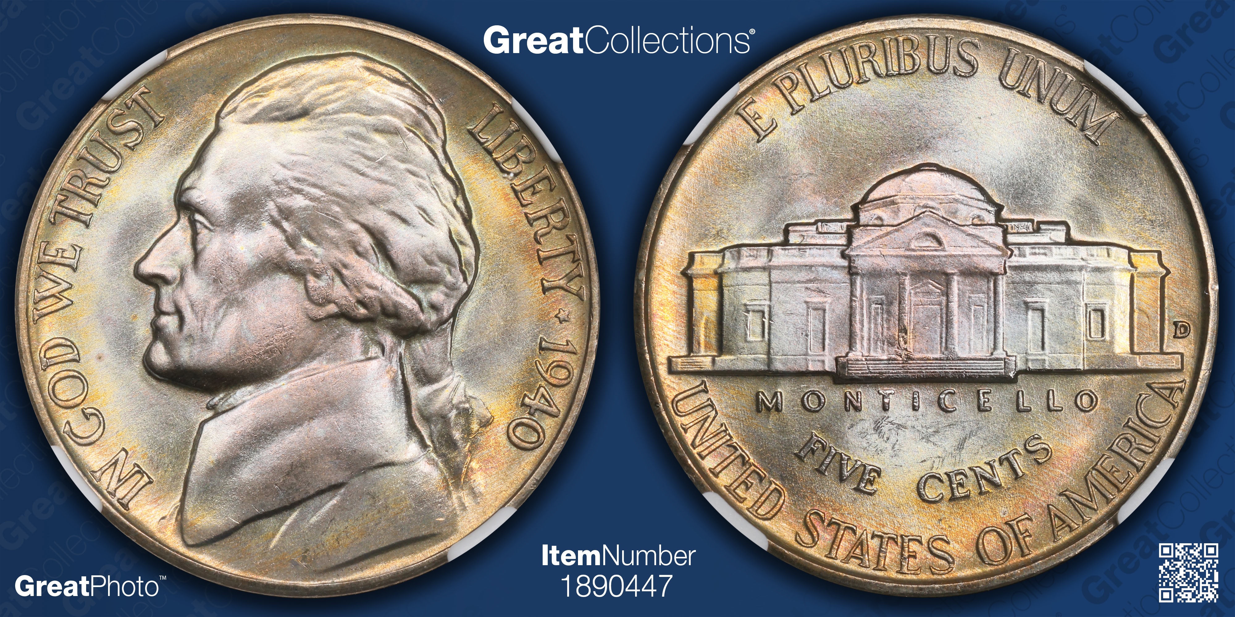 1940-D Jefferson Nickel NGC MS-66 (Toned) (Item 1890447