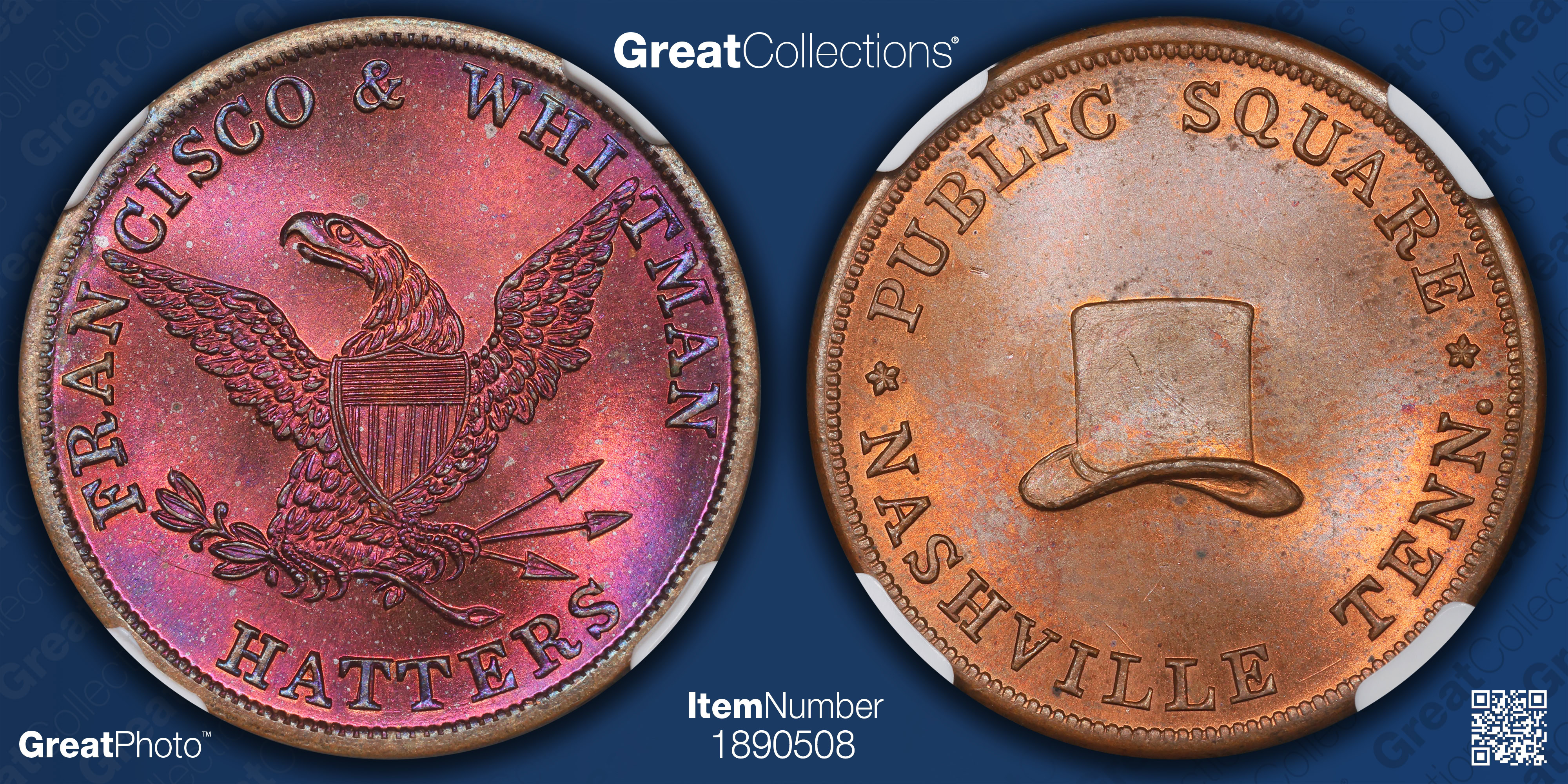 1852-53) Nashville, Tennessee Francisco & Whitman M-Tenn-55 NGC MS