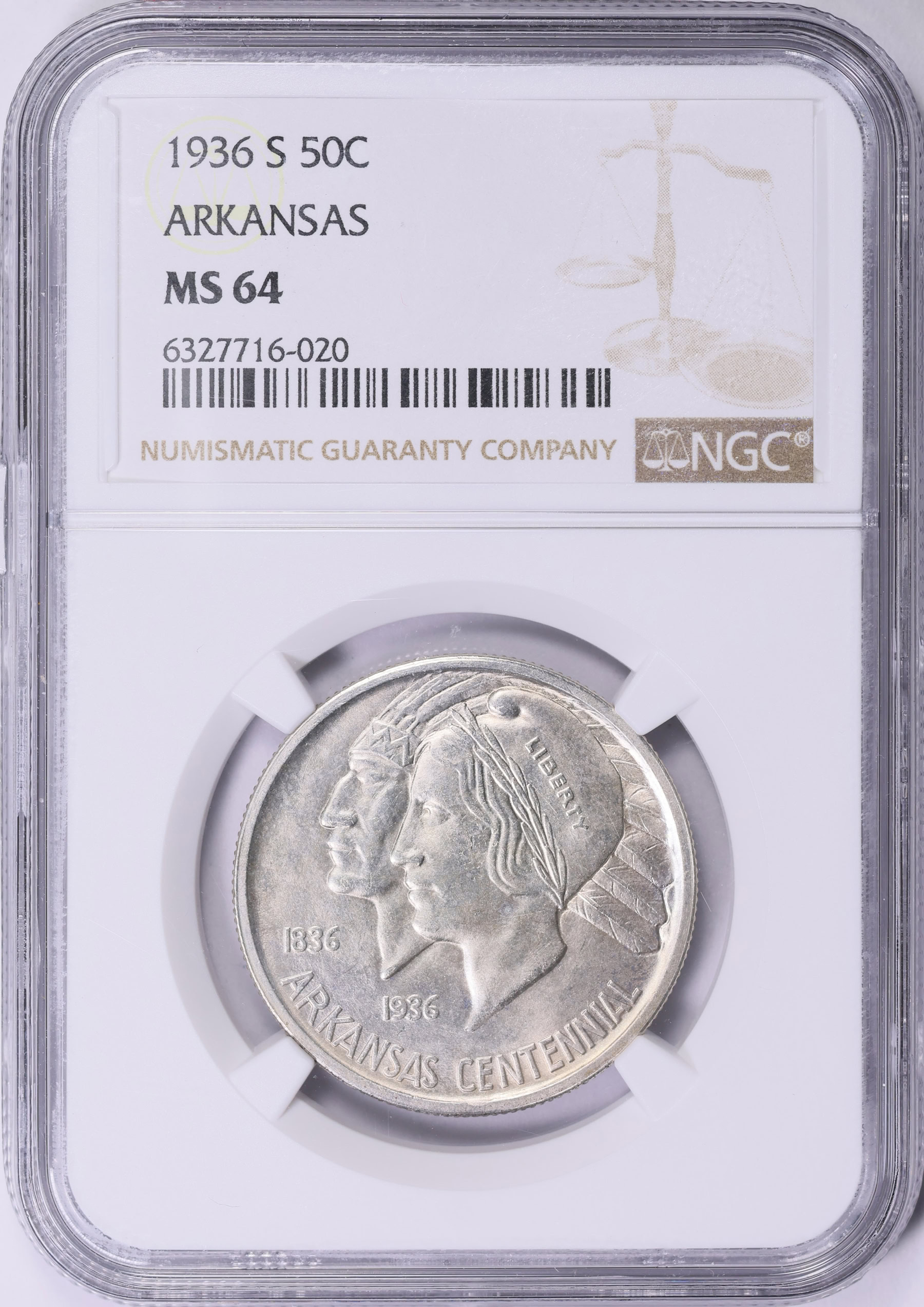 1936-S Arkansas Centennial Half Dollar NGC MS-64 (Item 1890813