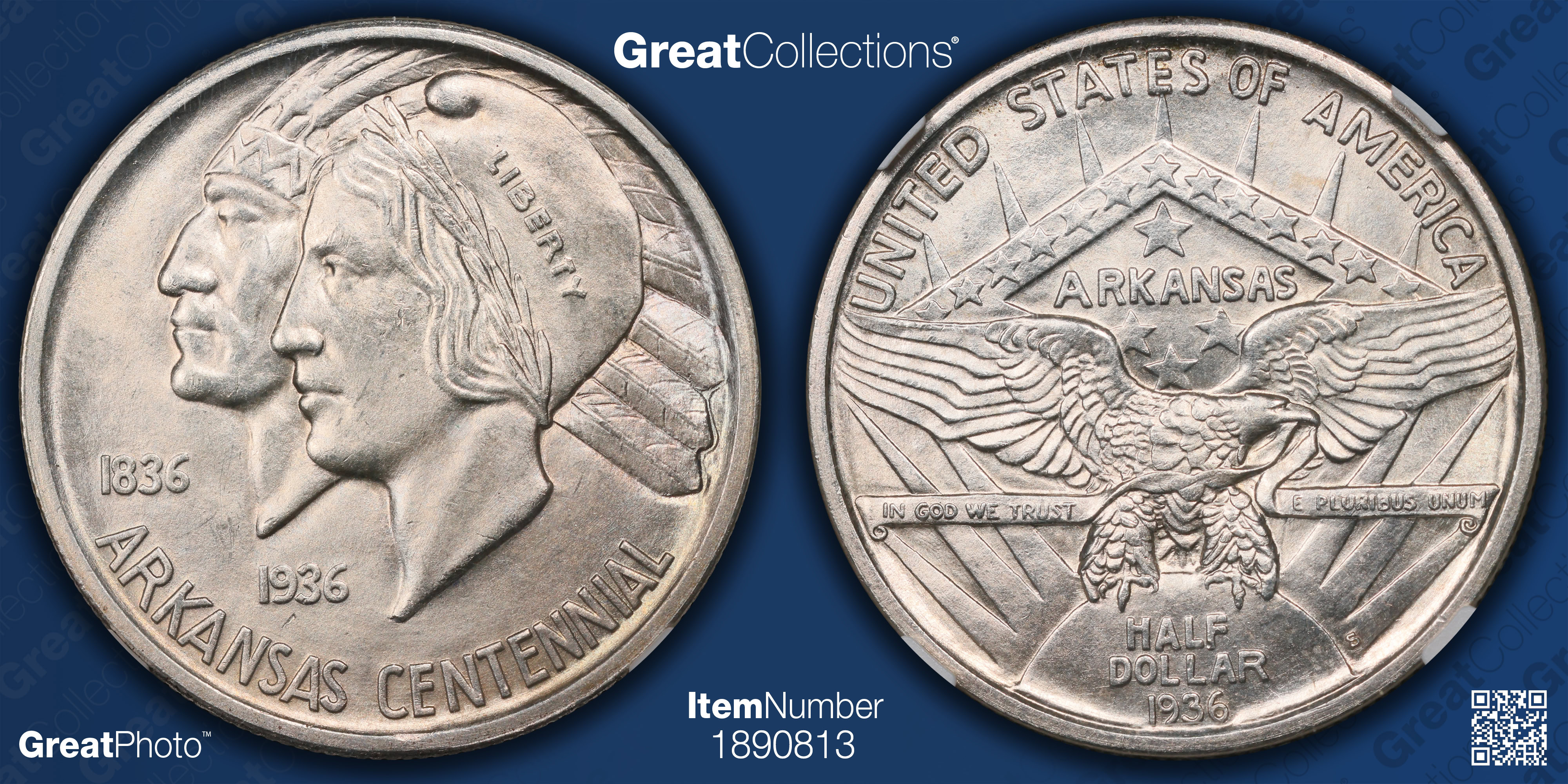 1936-S Arkansas Centennial Half Dollar NGC MS-64 (Item 1890813