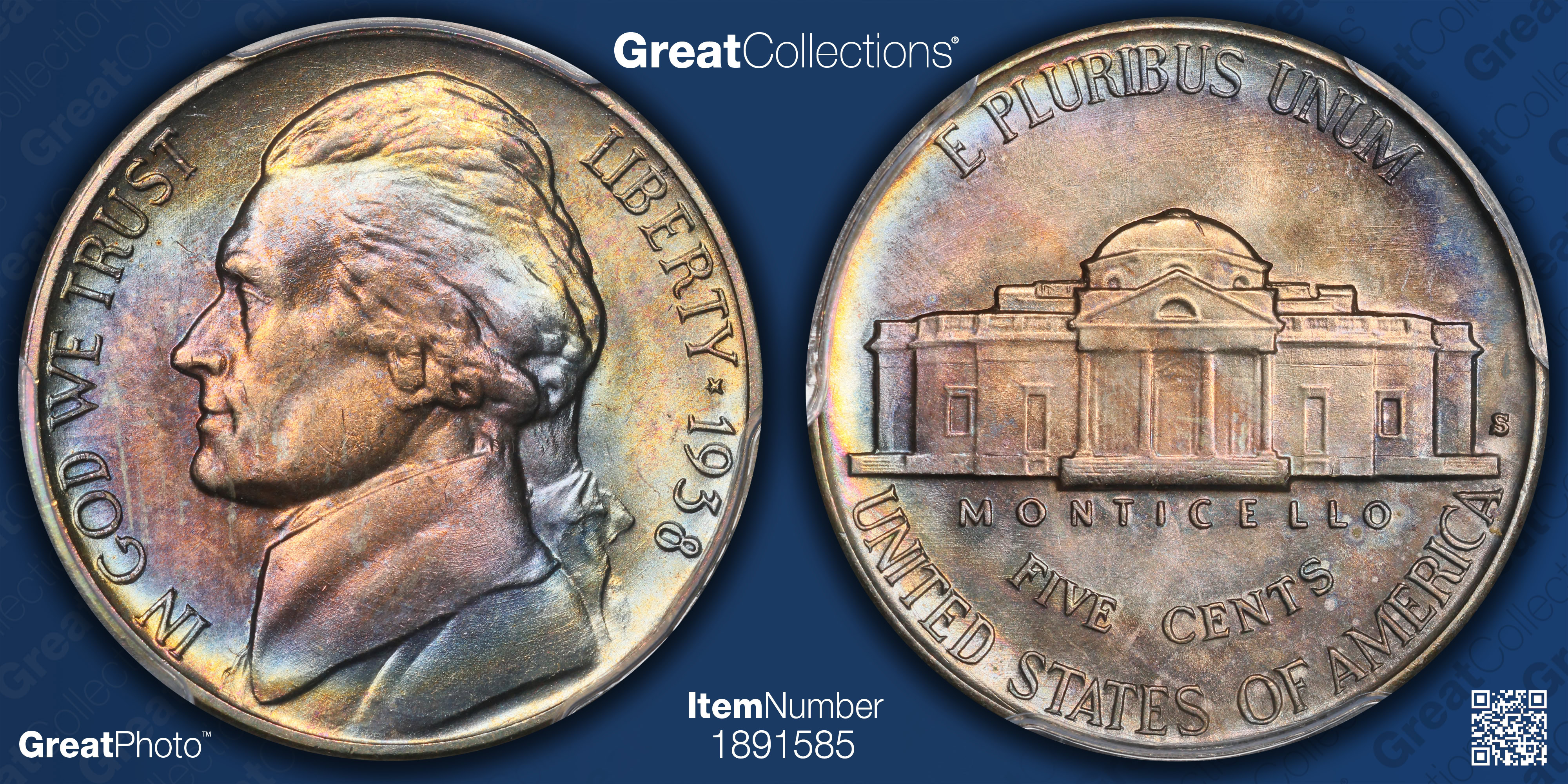 1938-S Jefferson Nickel PCGS MS-65 (Toned) (Item 1891585