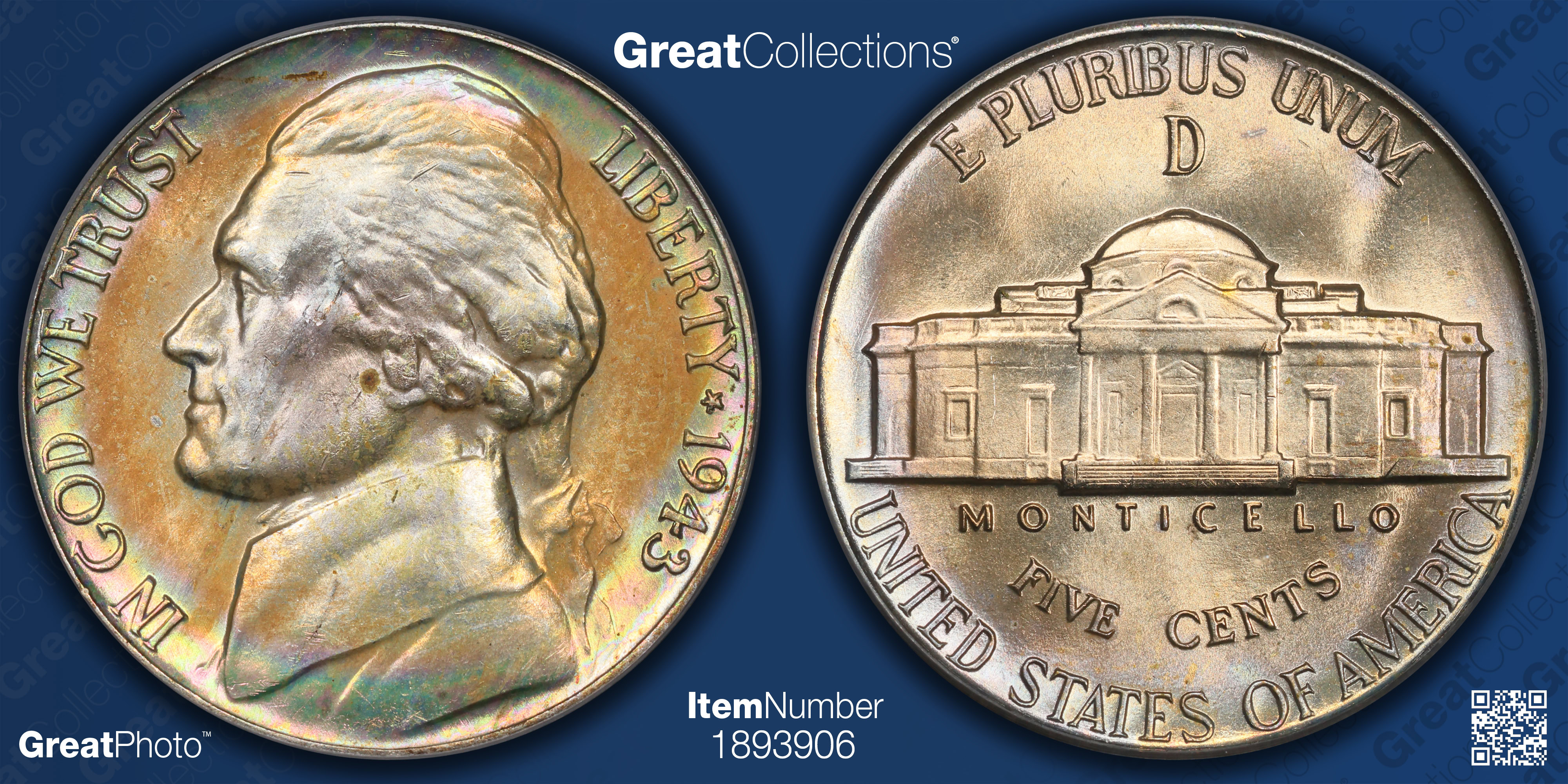 1943-D Jefferson Nickel PCGS MS-65 (Toned) (Item 1893906