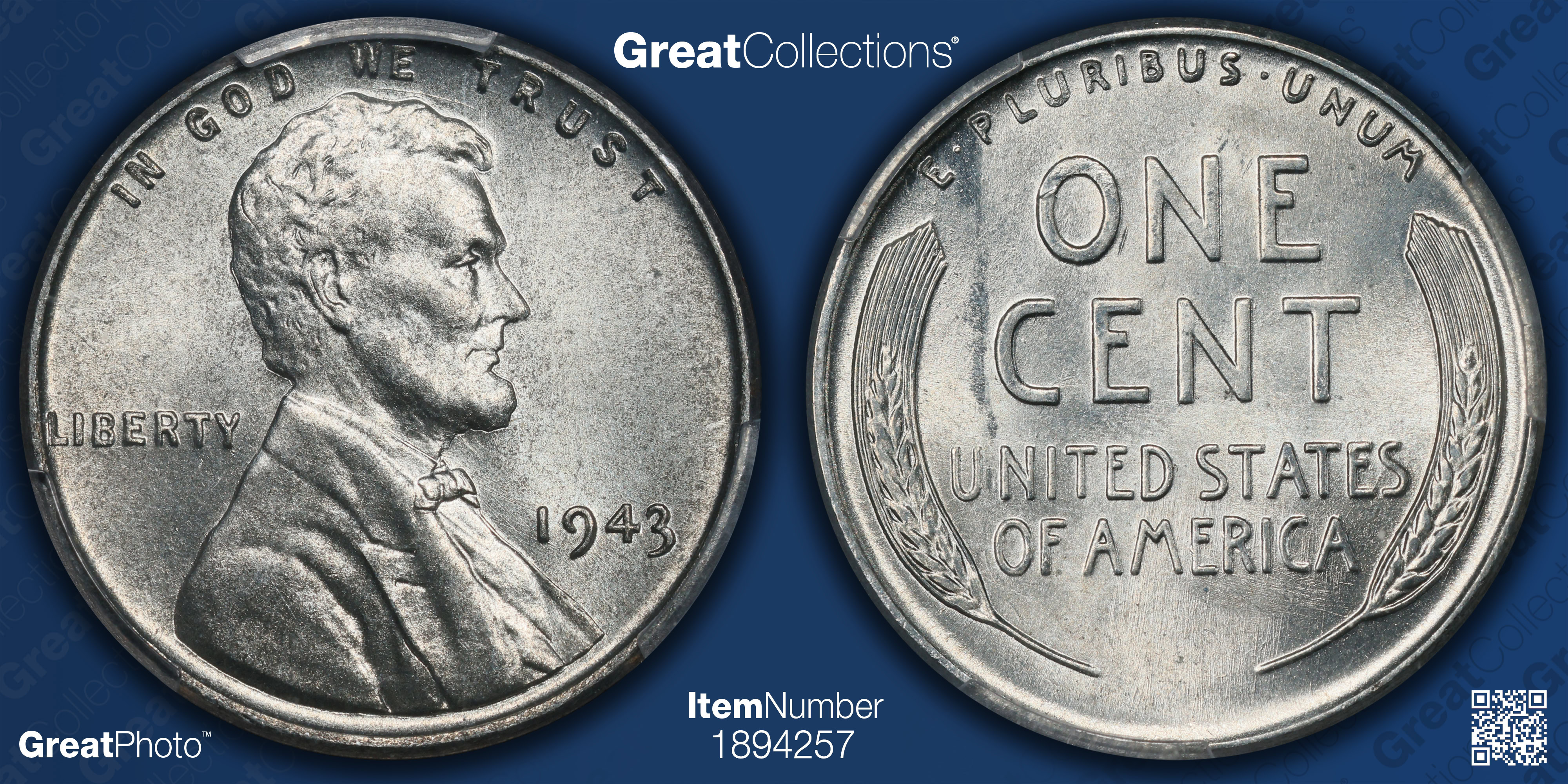 1943 Lincoln Cent PCGS MS-66 (Item 1894257) | GreatCollections