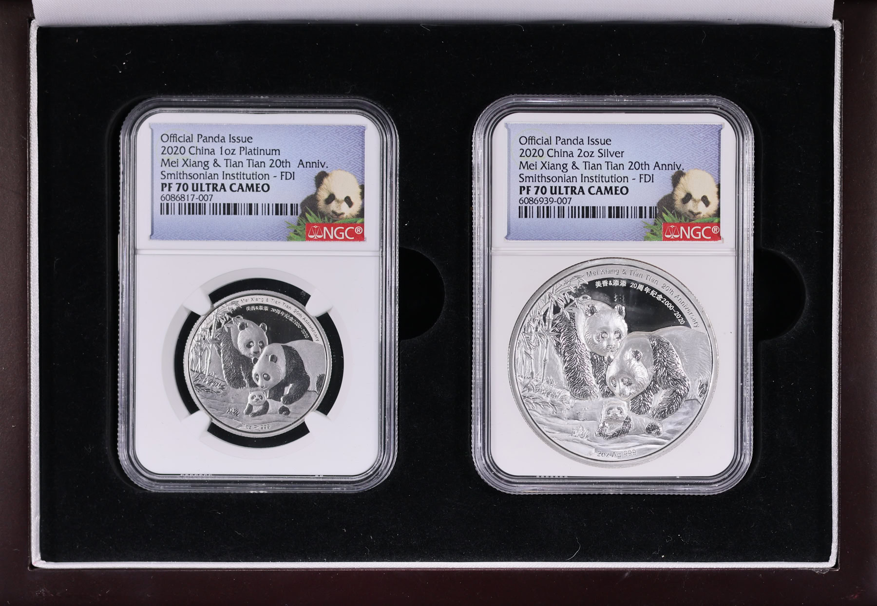 China 2020 Platinum 1oz. & Silver 2oz. Mei Xiang & Tian Tian 20th