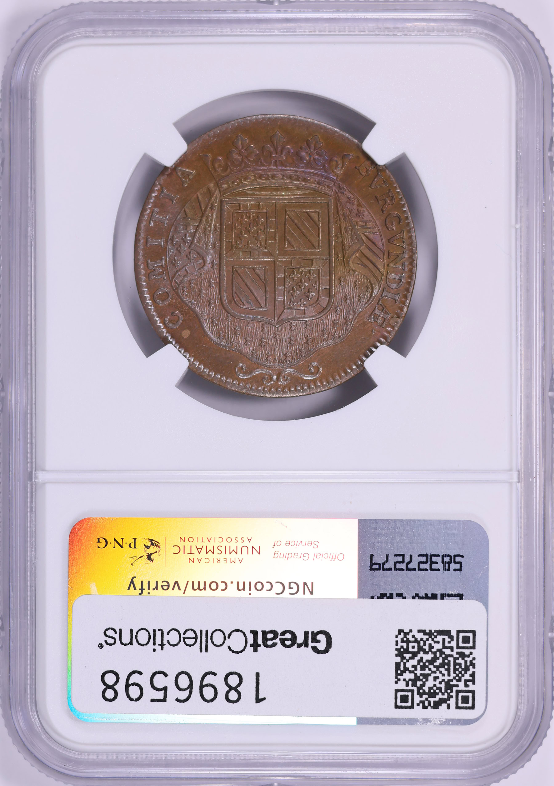France - Burgundy 1713-Dated Bronze Jeton NGC MS-64 BN (Item
