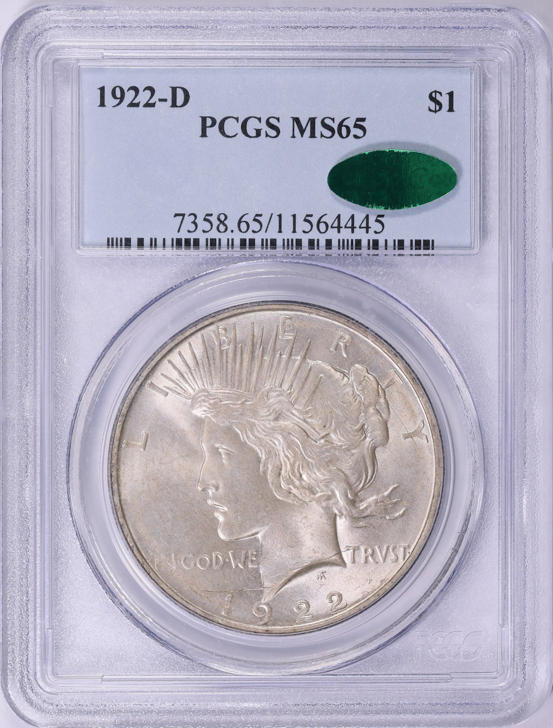 1922-D Peace Silver Dollar PCGS MS-65 (CAC Green) (Item 1897014 ...