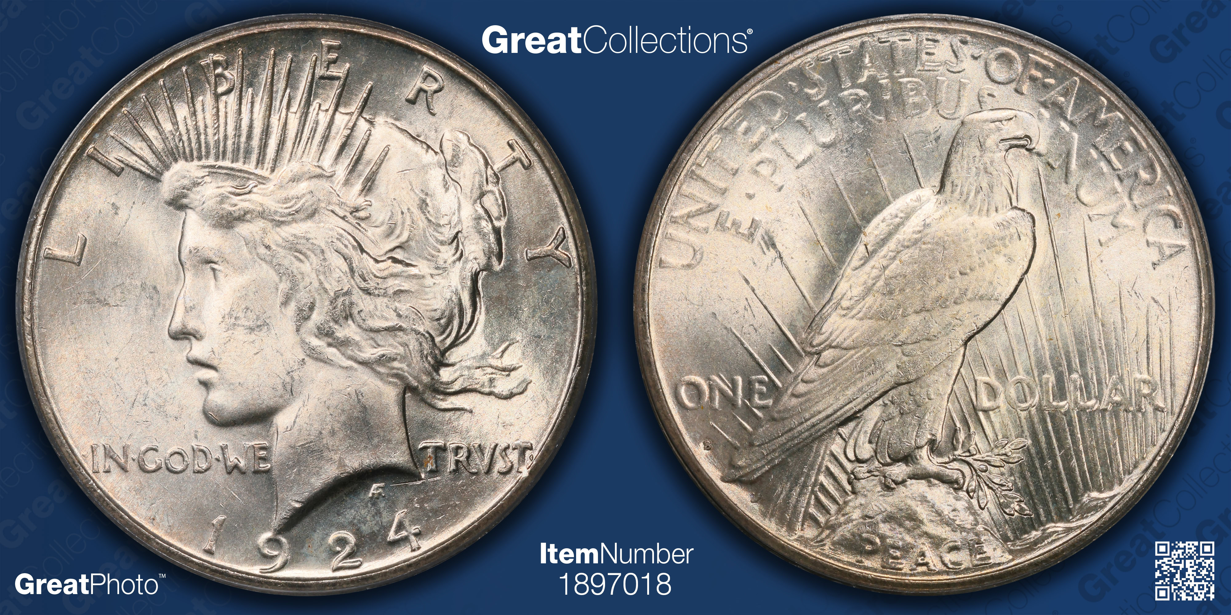 1924-S Peace Silver Dollar PCGS MS-64 (CAC Green) (Item 1897018
