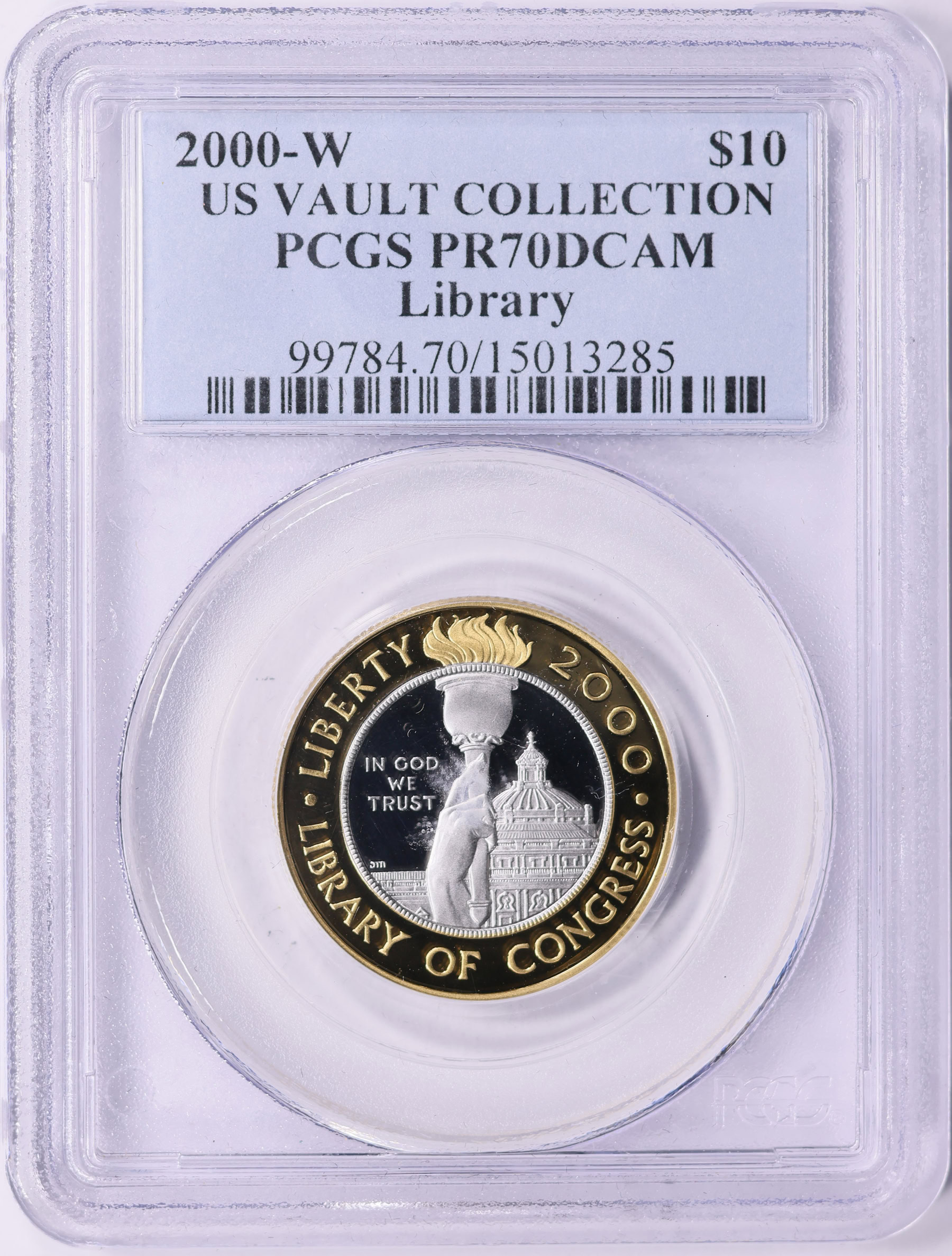 2000-W Library of Congress Bicentennial Bi-Metallic $10 PCGS Proof