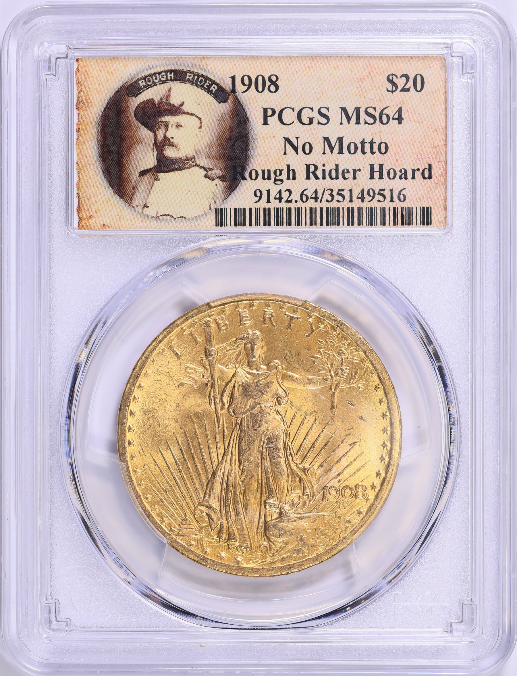 1908 Saint-Gaudens Gold Double Eagle No Motto PCGS MS-64 (Rough