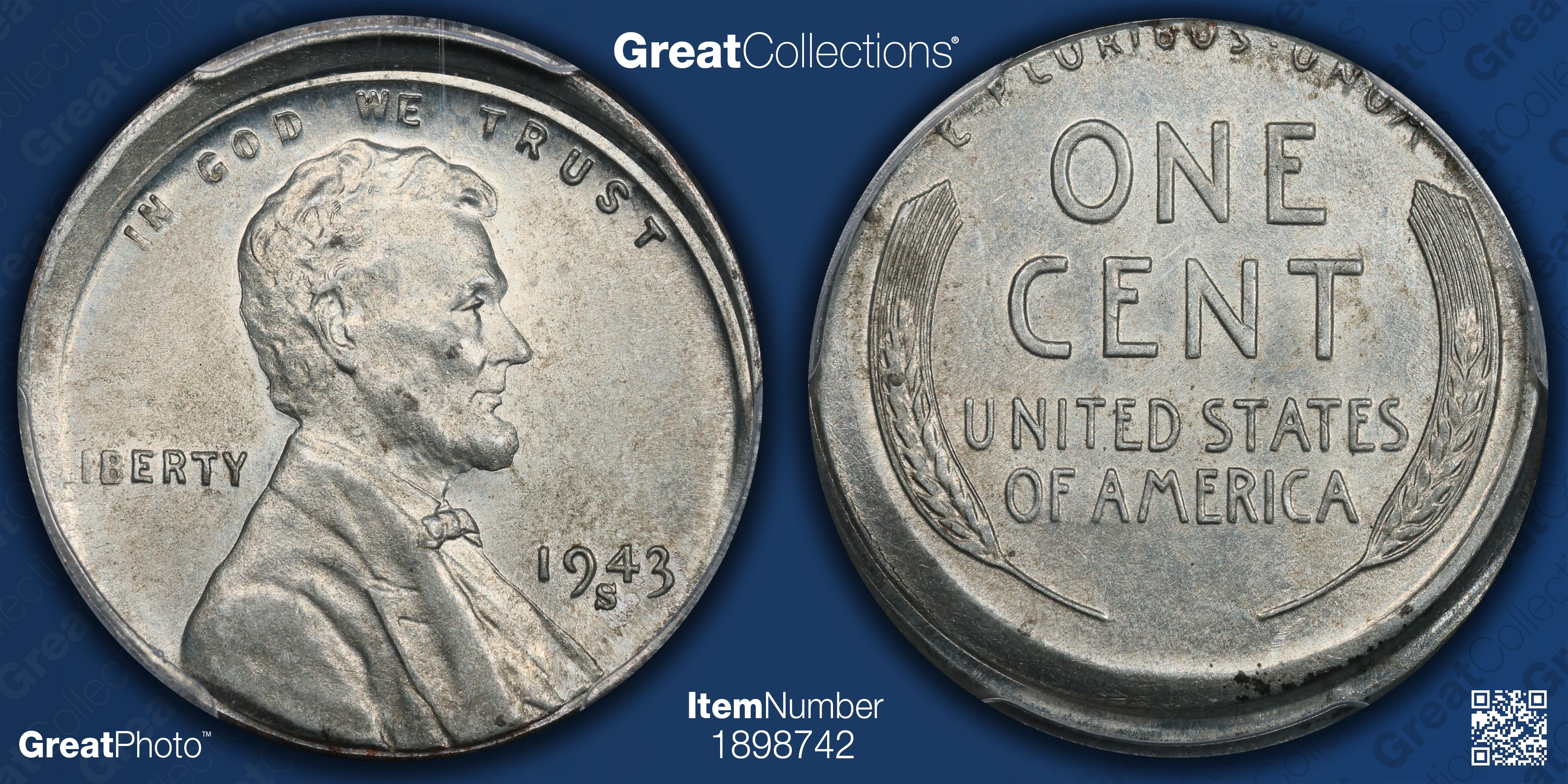 1943-S Lincoln Cent Struck 10% Off Center PCGS MS-62 | PCGS Cert