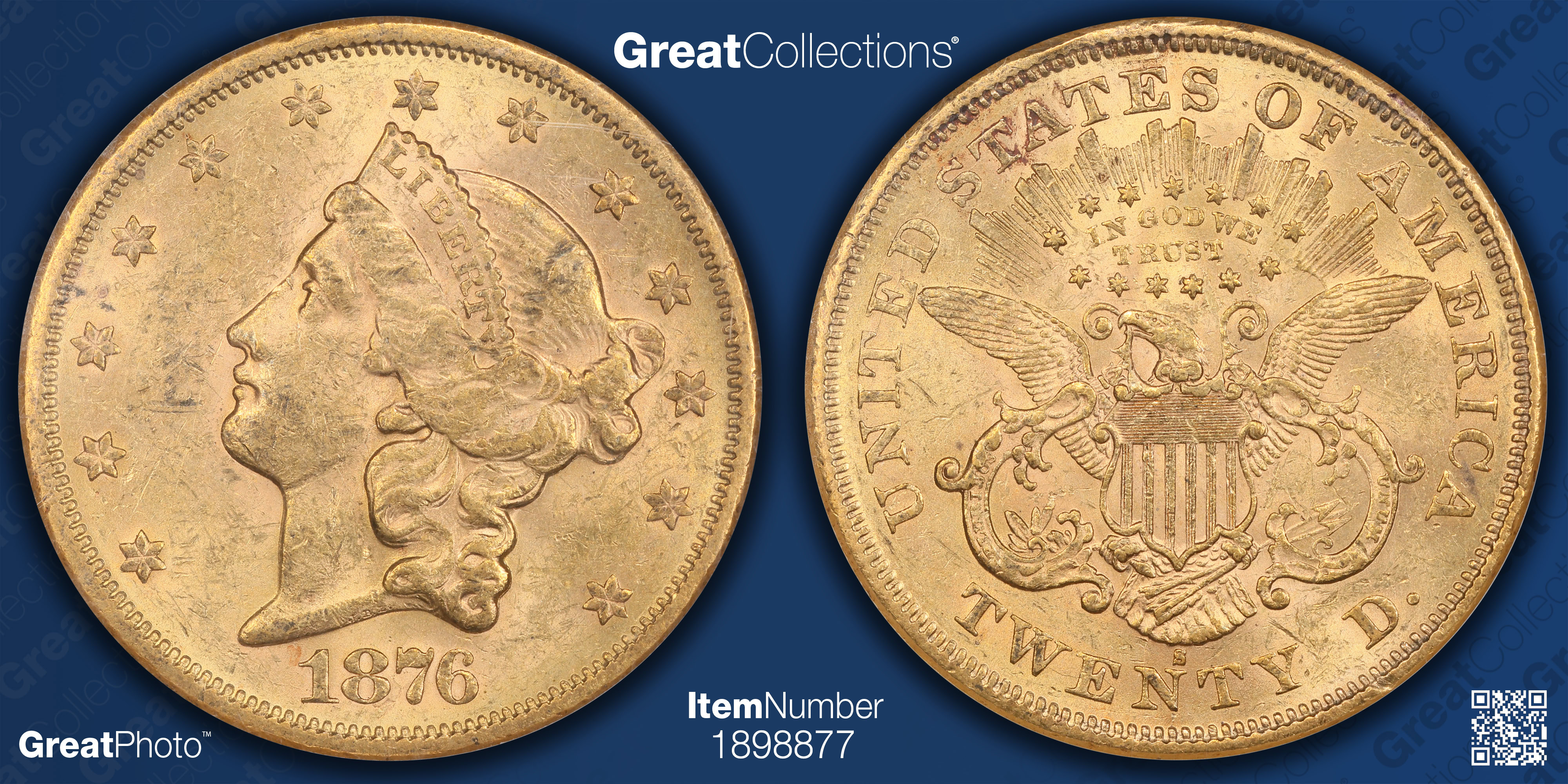 1876-S Liberty Gold Double Eagle NGC AU-55 (Item 1898877