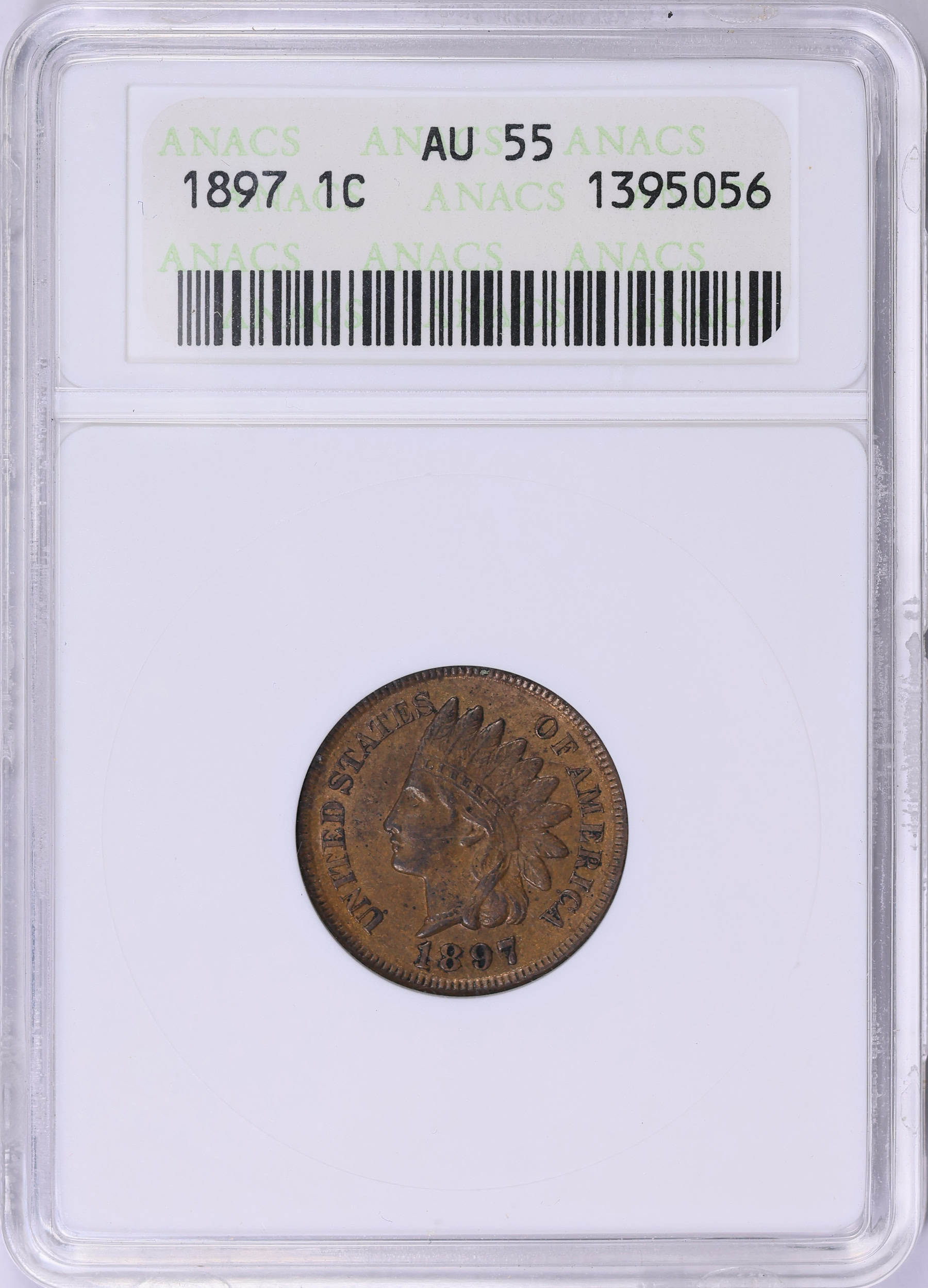 1897 Indian Cent ANACS AU-55 BN OH (Item 1899703) | GreatCollections ...