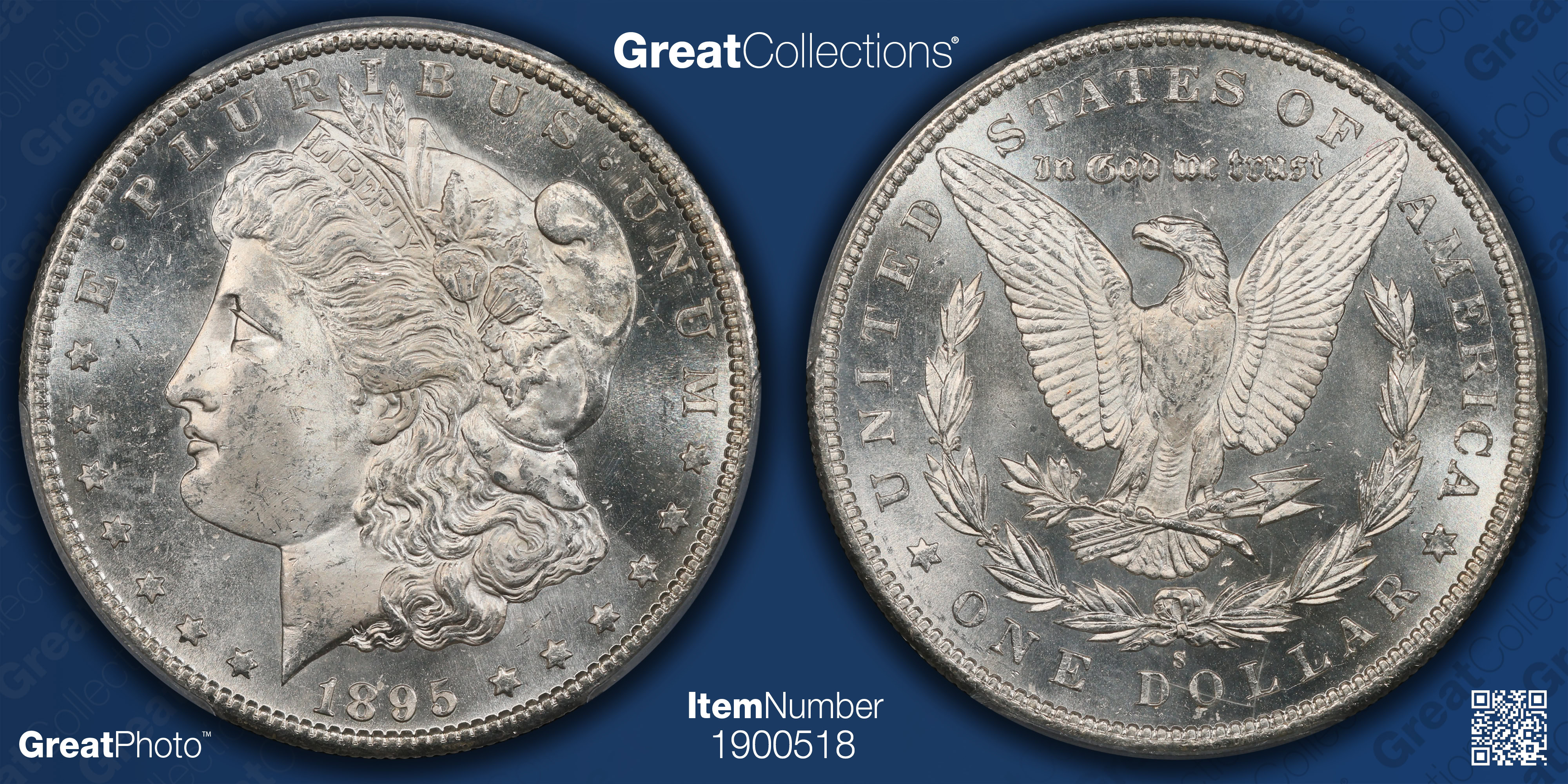 1895-S Morgan Silver Dollar PCGS MS-64+ (CAC Green) (Item 1900518