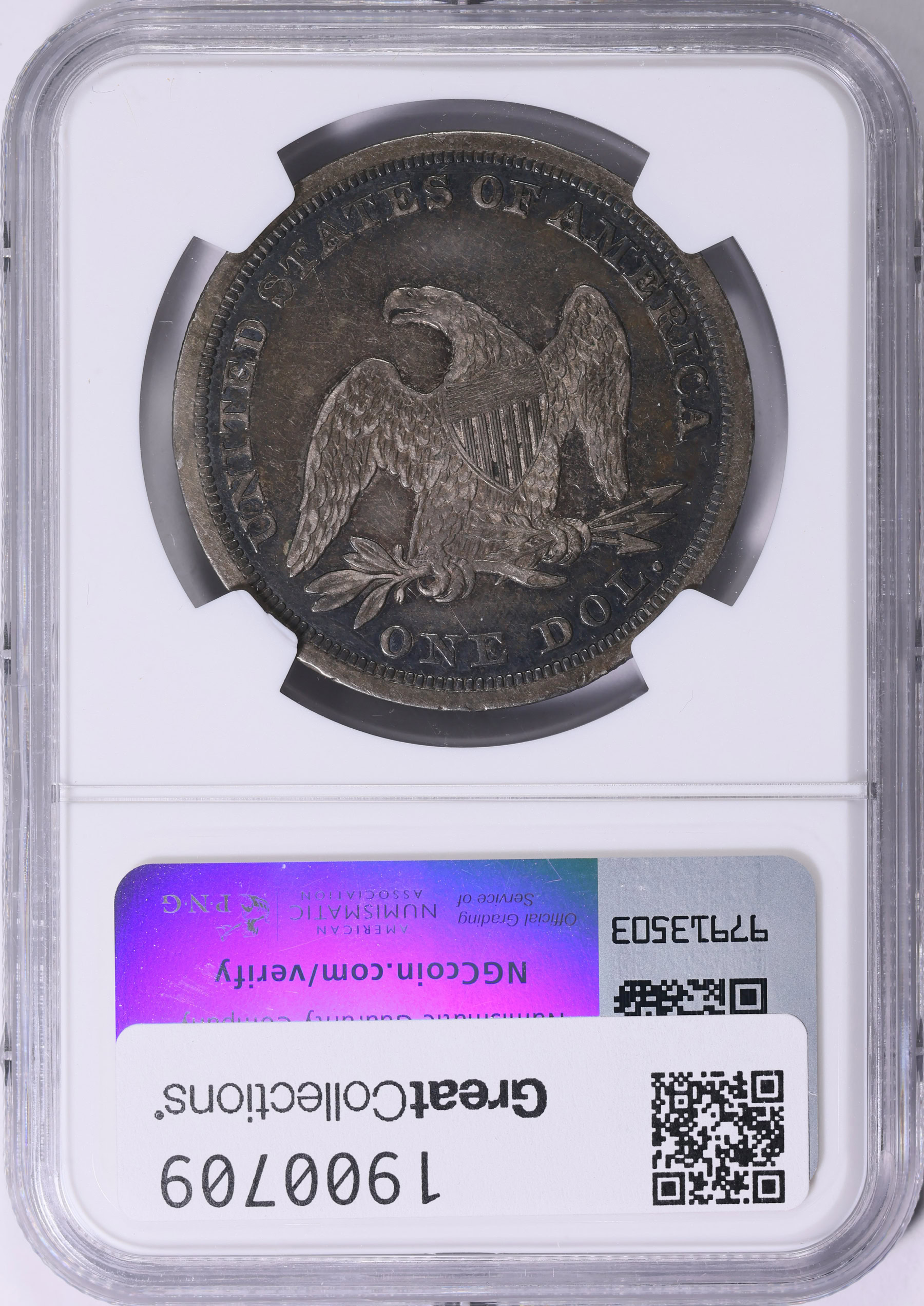 1843 Seated Liberty Silver Dollar NGC XF-40 (Item 1900709
