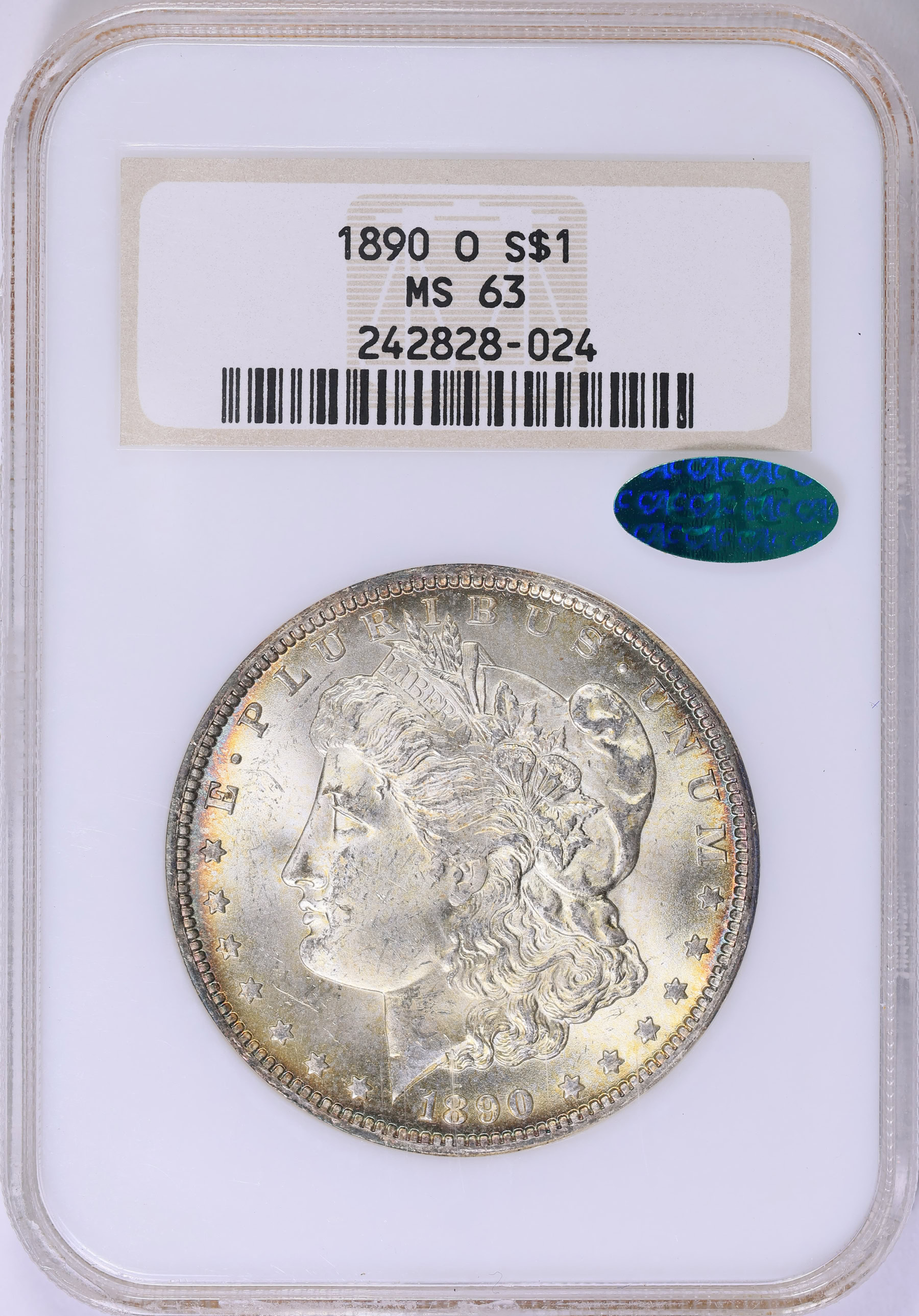 1890-O Morgan Silver Dollar NGC MS-63 (CAC Green) OH (Toned) (Item ...