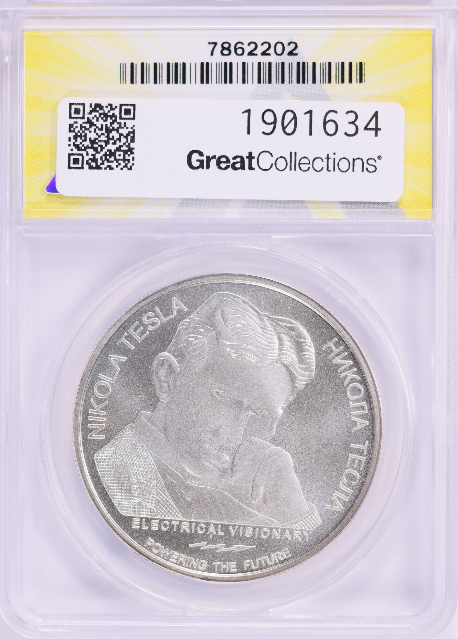 Serbia 2023 Silver 100 Dinars Nikola Tesla Anti-Gravity ANACS MS