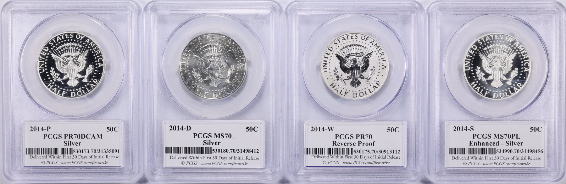 2014 Kennedy Half Dollar Silver. Set First Strike 50th Anniversary PCGS ...