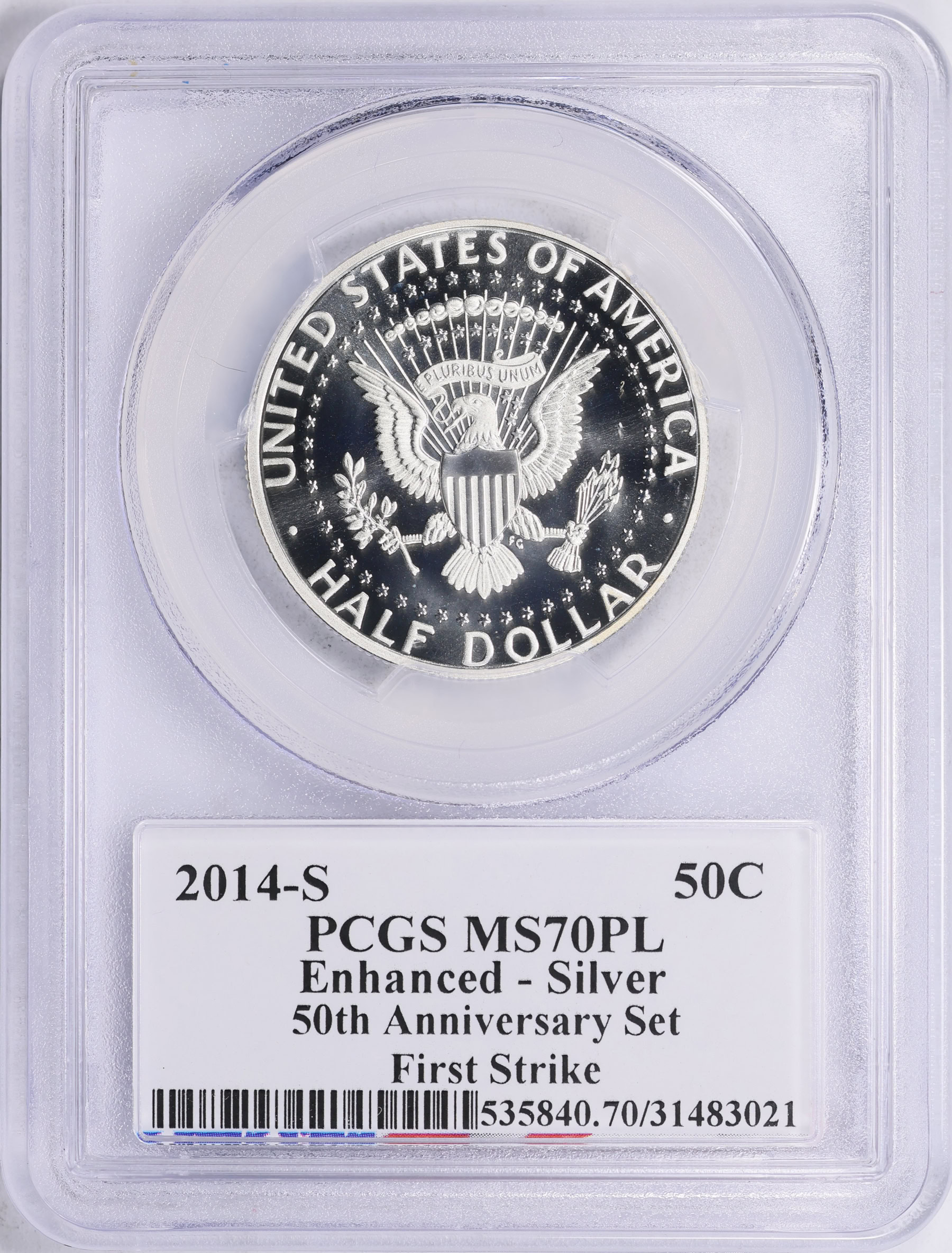2014-S Kennedy Half Dollar Enhanced Silver First Strike (From the 50th ...