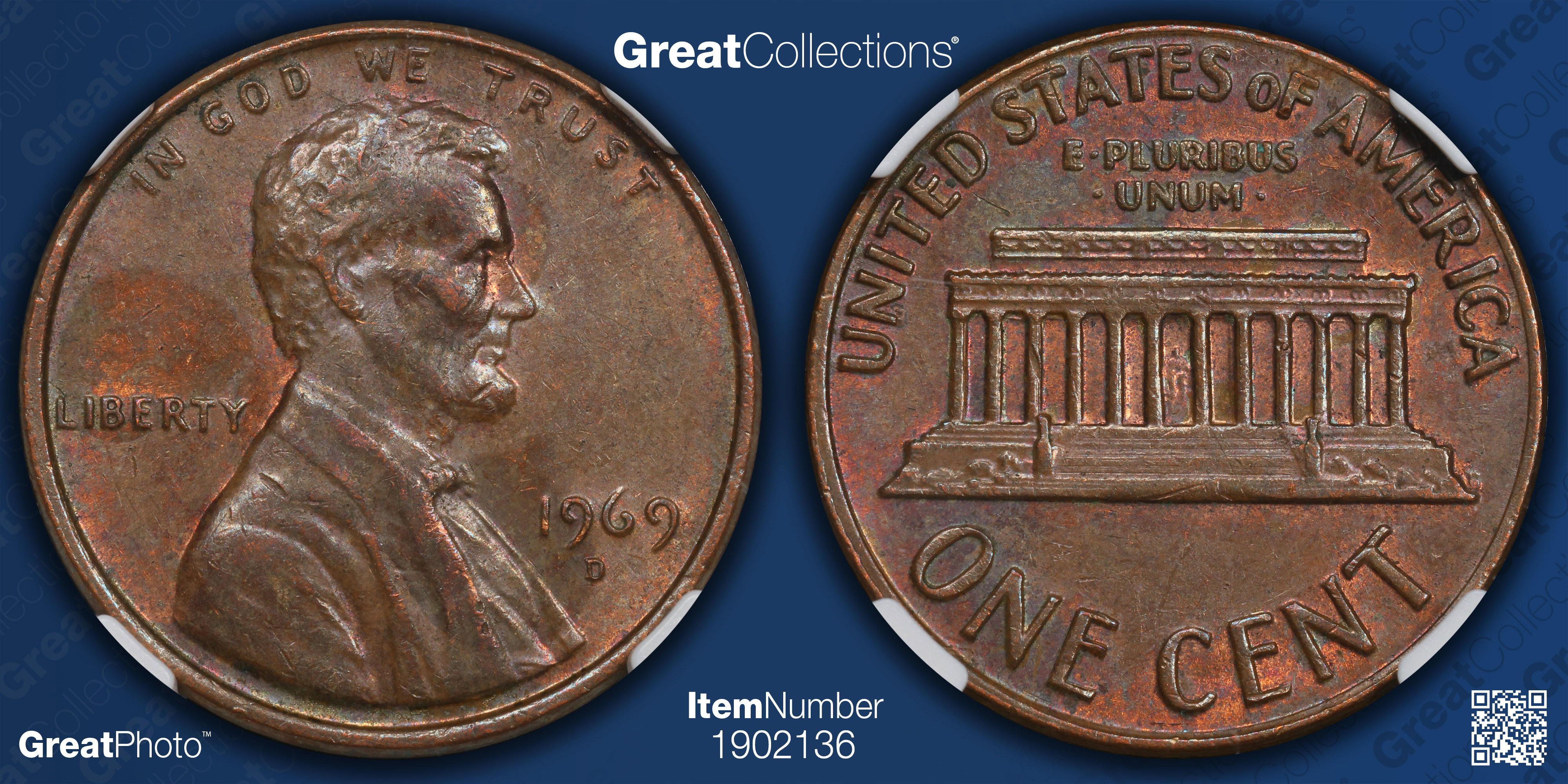 1969-D Lincoln Cent NGC AU-58 BN (Item 1902136) | GreatCollections Coin ...