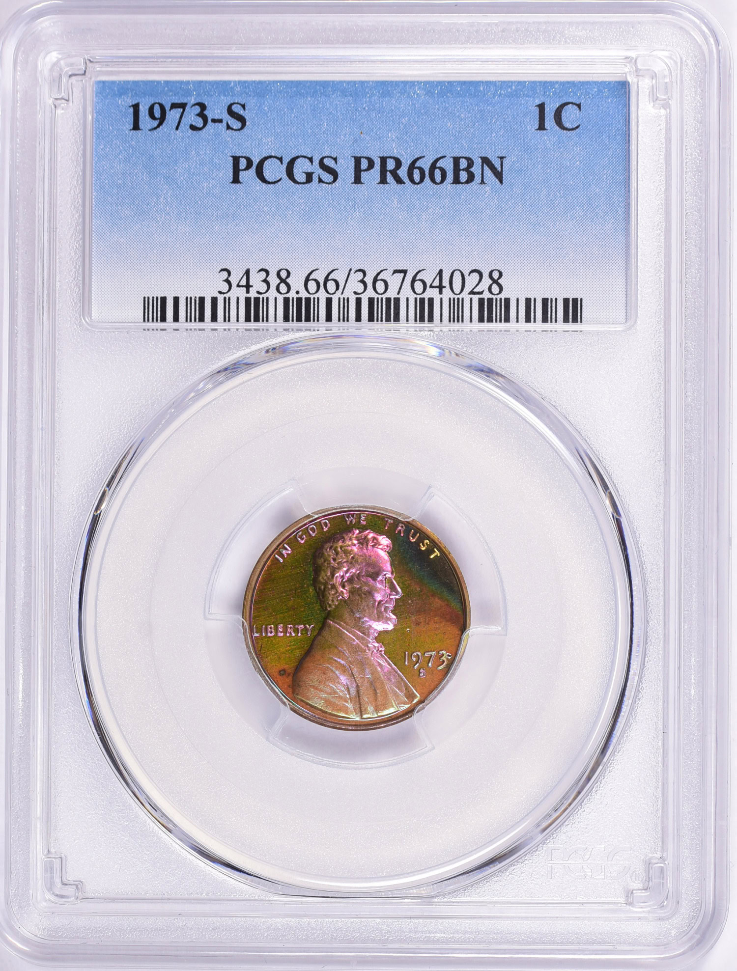 1973-S Lincoln Cent PCGS Proof-66 BN (Toned) (Item 1902209