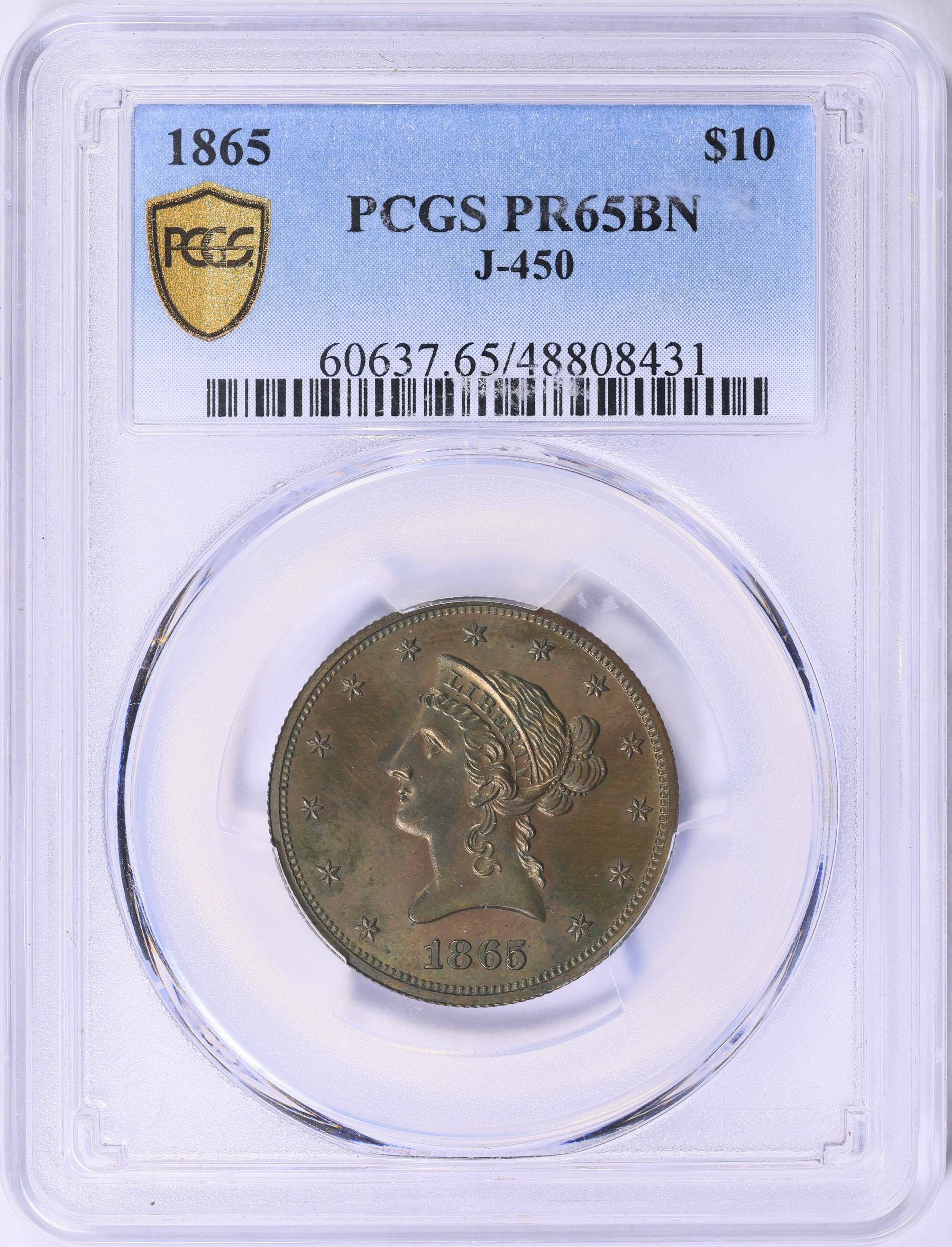 Pattern 1865 $10 J-450 PCGS Proof-65 BN (Toned) (Item 1902257 ...