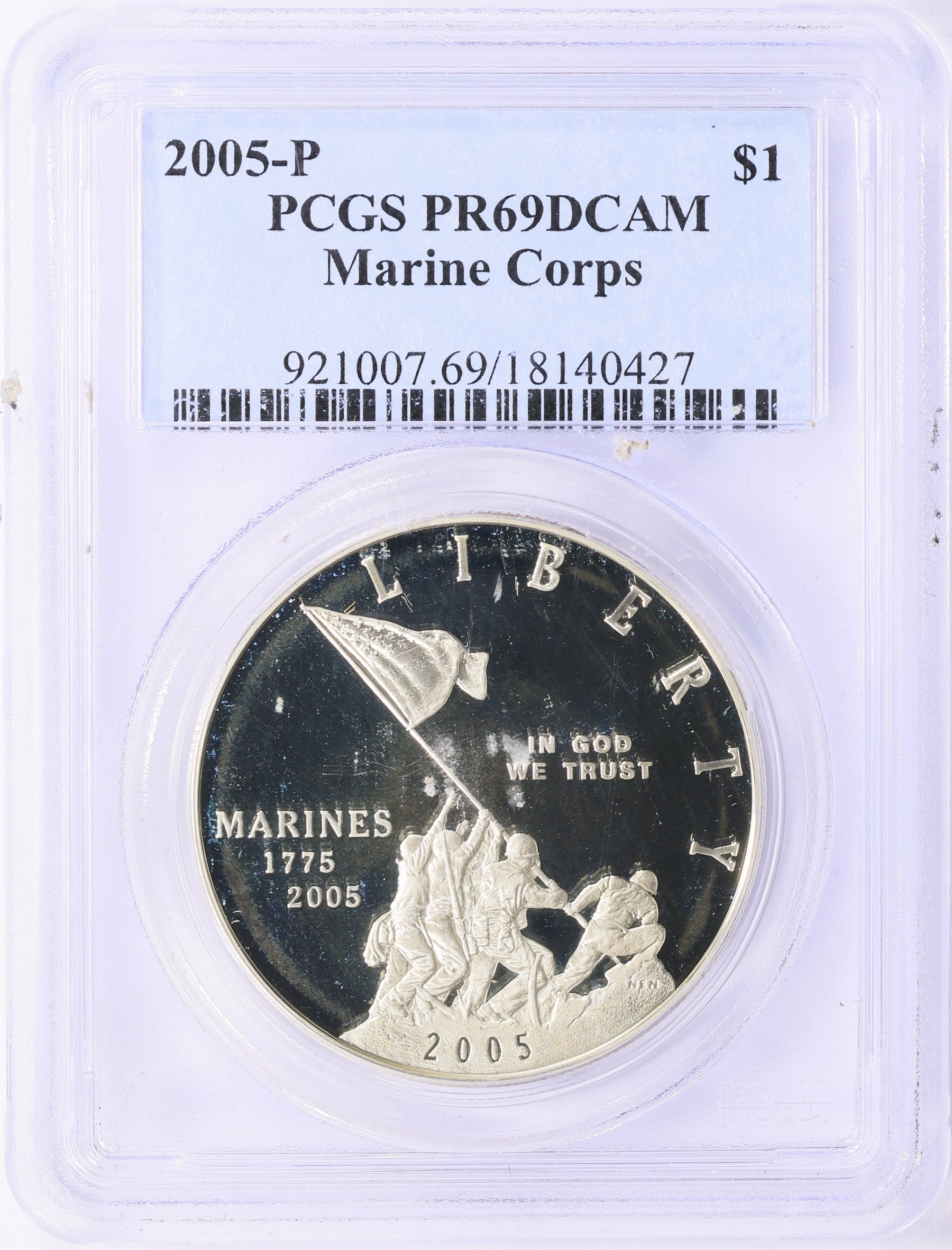 2005-P Marine Corps 230th Anniversary Silver Dollar PCGS Proof-69