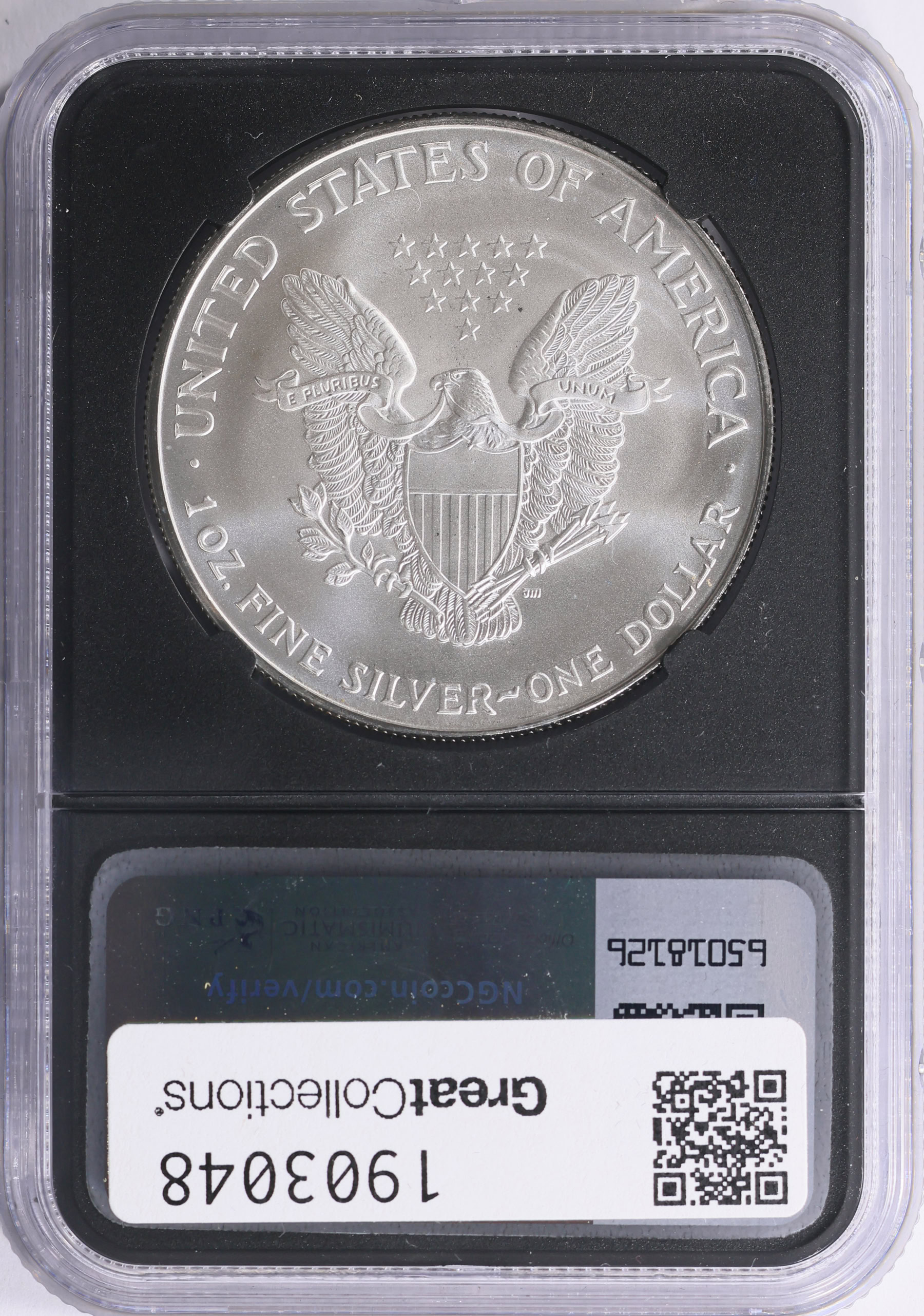 Mint Error 1997 $1 Silver Eagle Obverse Struck Thru NGC MS-69